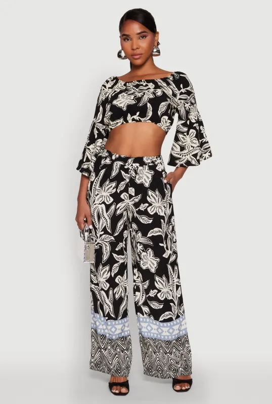 High Waisted Printed Pattern Palazzo Pants sold by Rainbow