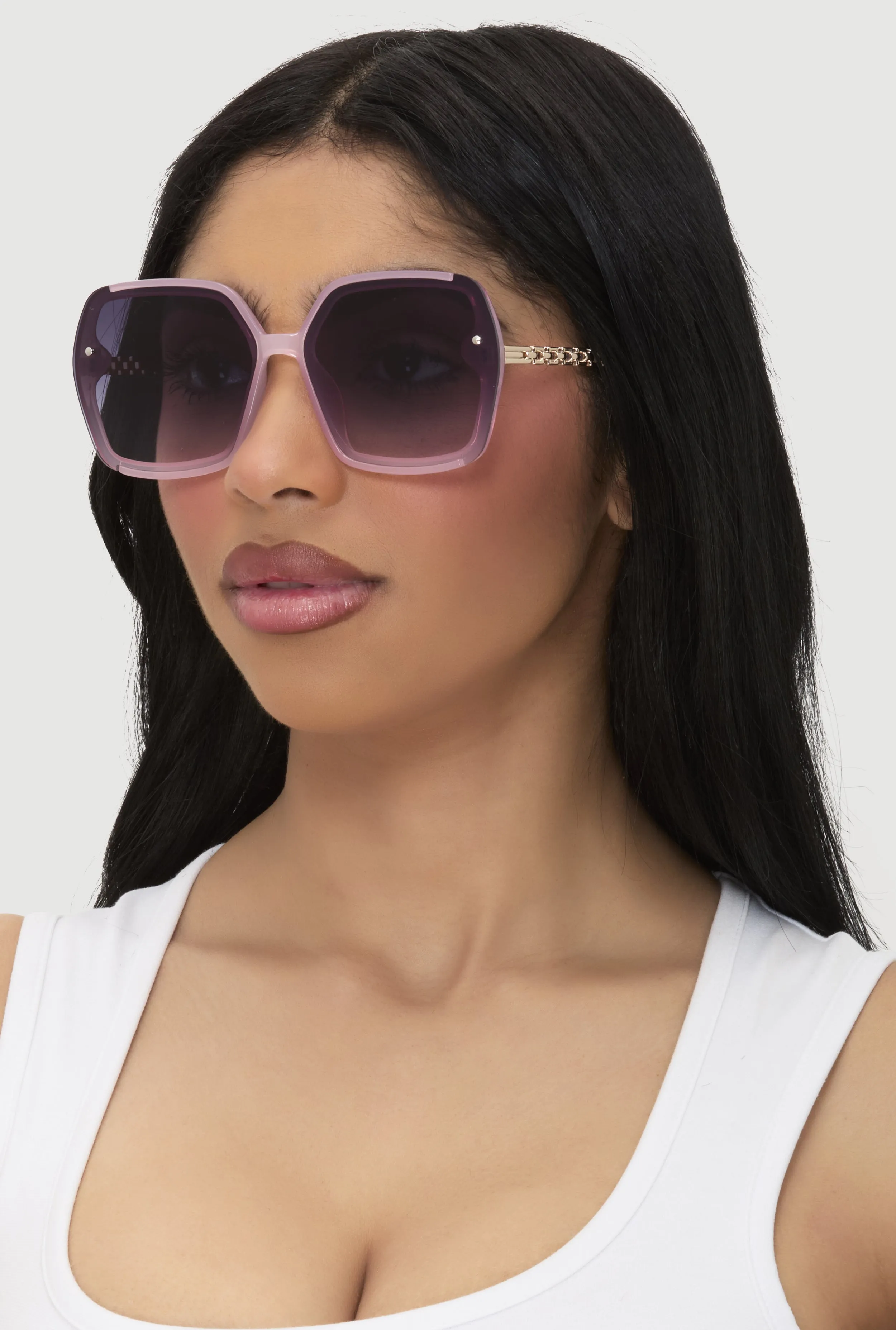 Oversized Chain Link Ombre Lens Sunglasses sold by Rainbow product image thumbnail 2