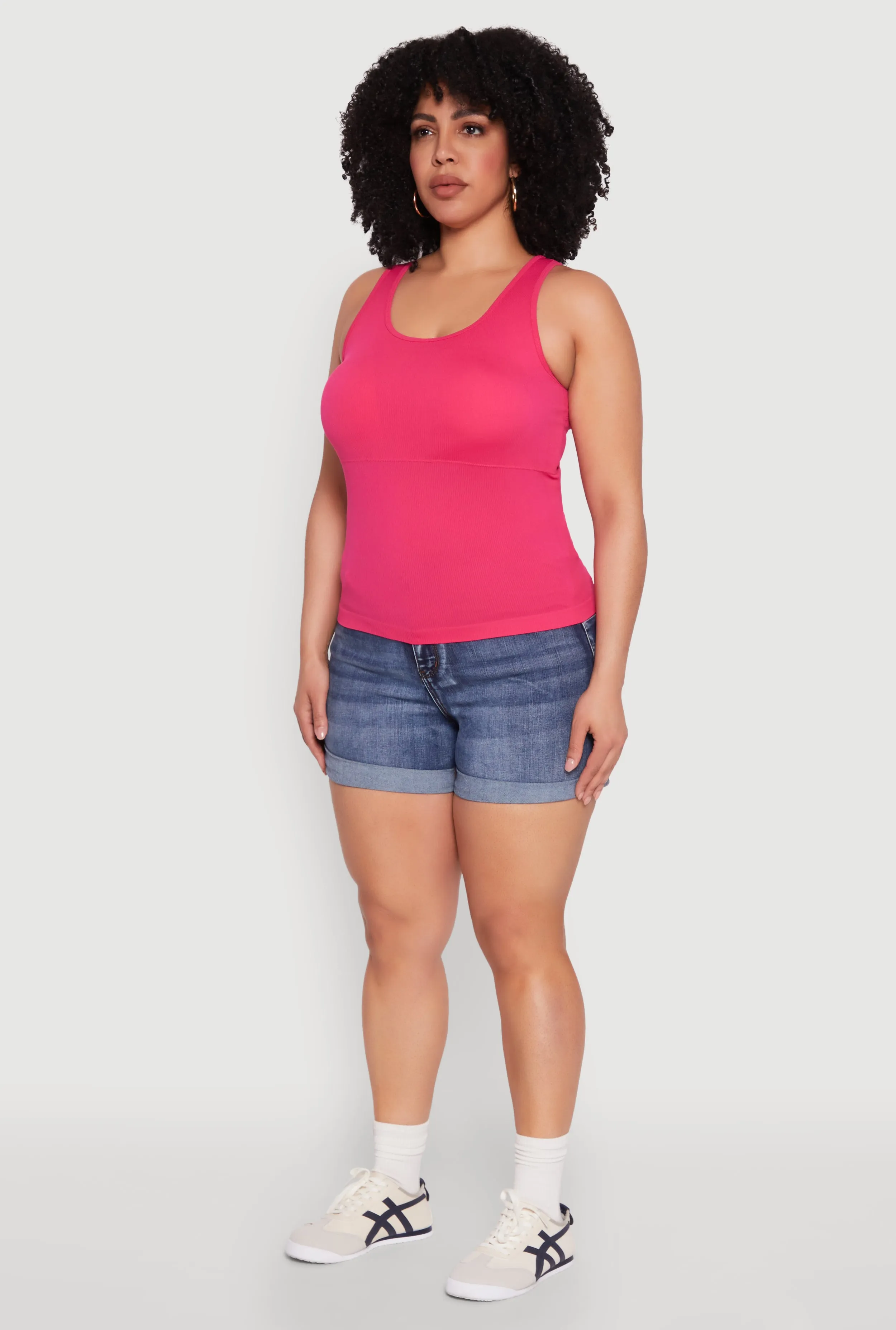 Plus Size Seamless Scoop Neck Shelf Bra Tank Top sold by Rainbow product image thumbnail 5