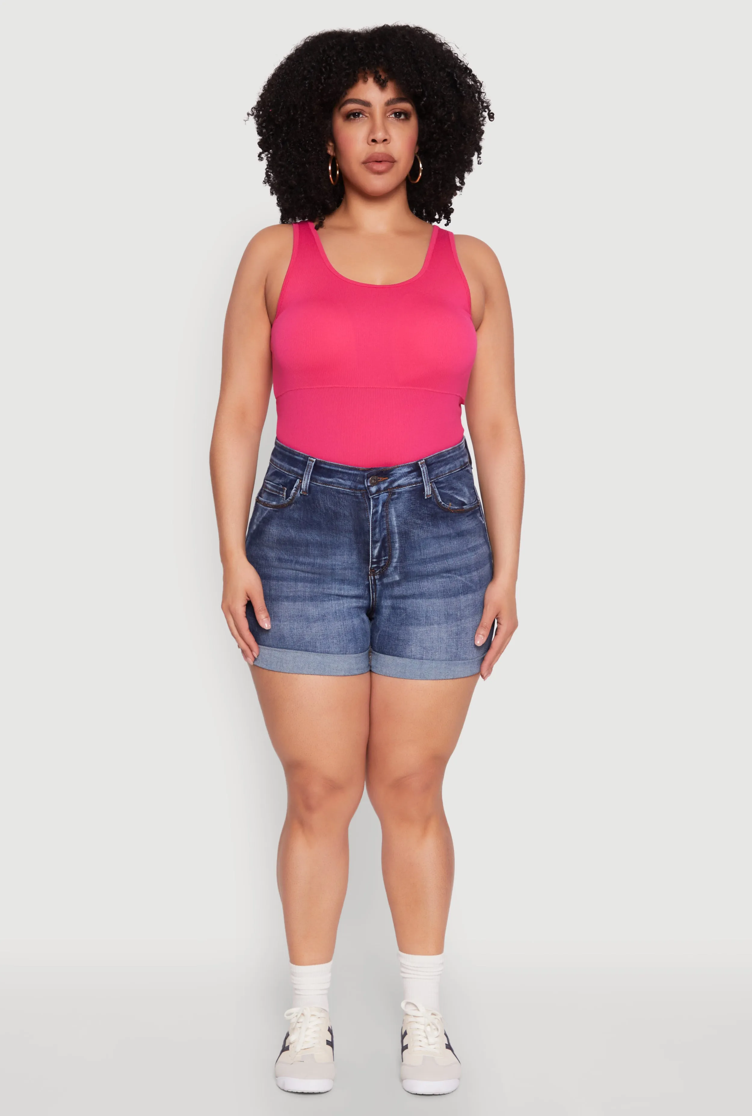 Plus Size Seamless Scoop Neck Shelf Bra Tank Top sold by Rainbow product image thumbnail 3