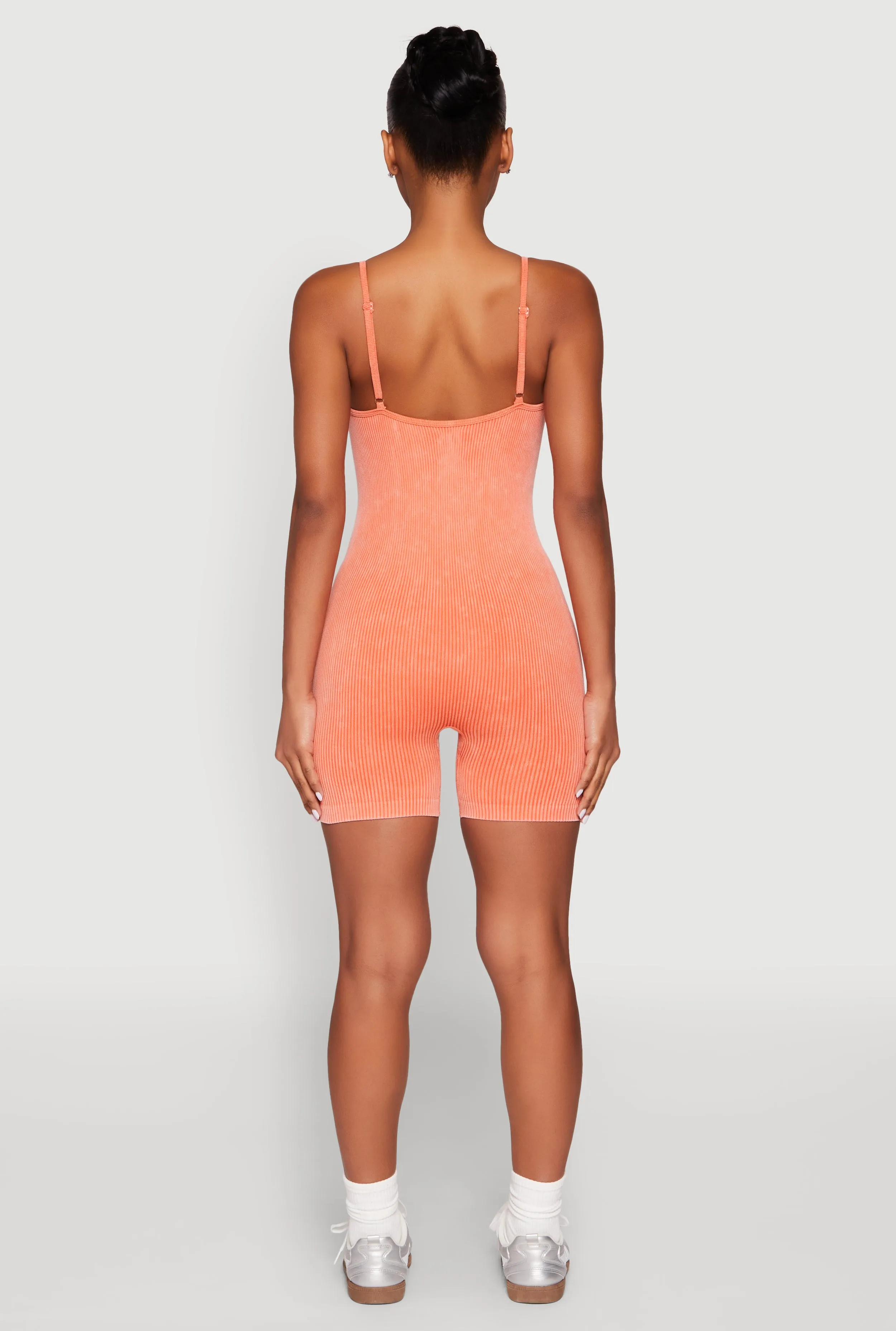 Mineral Wash Ribbed Knit Cami Romper sold by Rainbow product image thumbnail 5