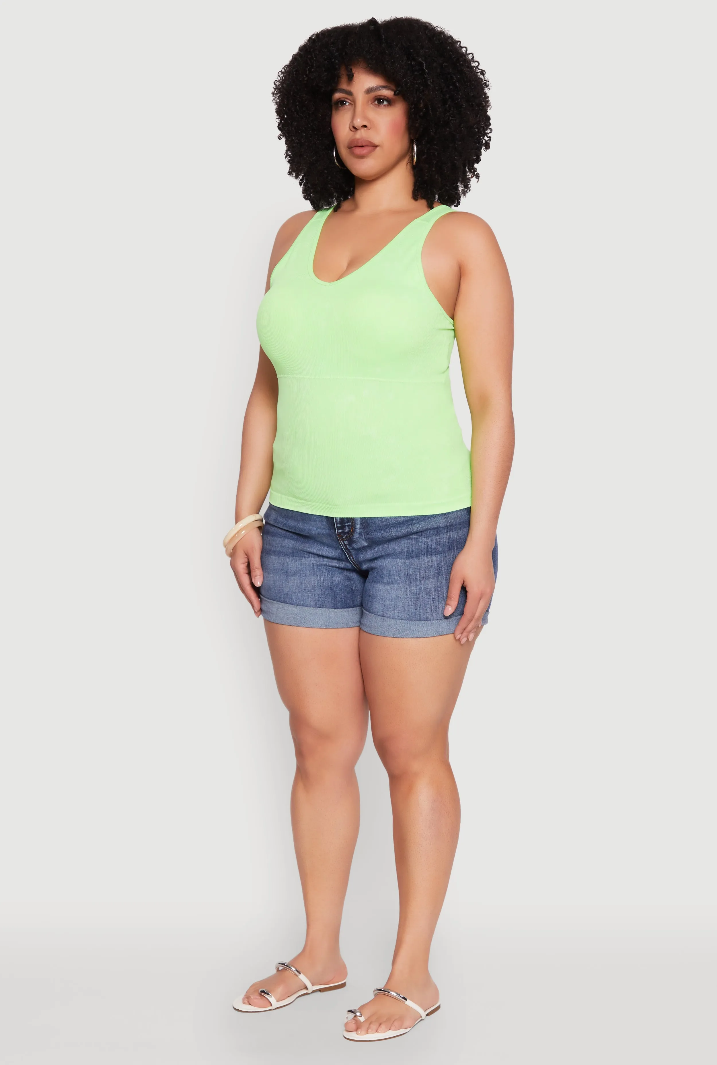 Plus Size Seamless Mineral Wash Shelf Bra Tank Top sold by Rainbow product image thumbnail 5