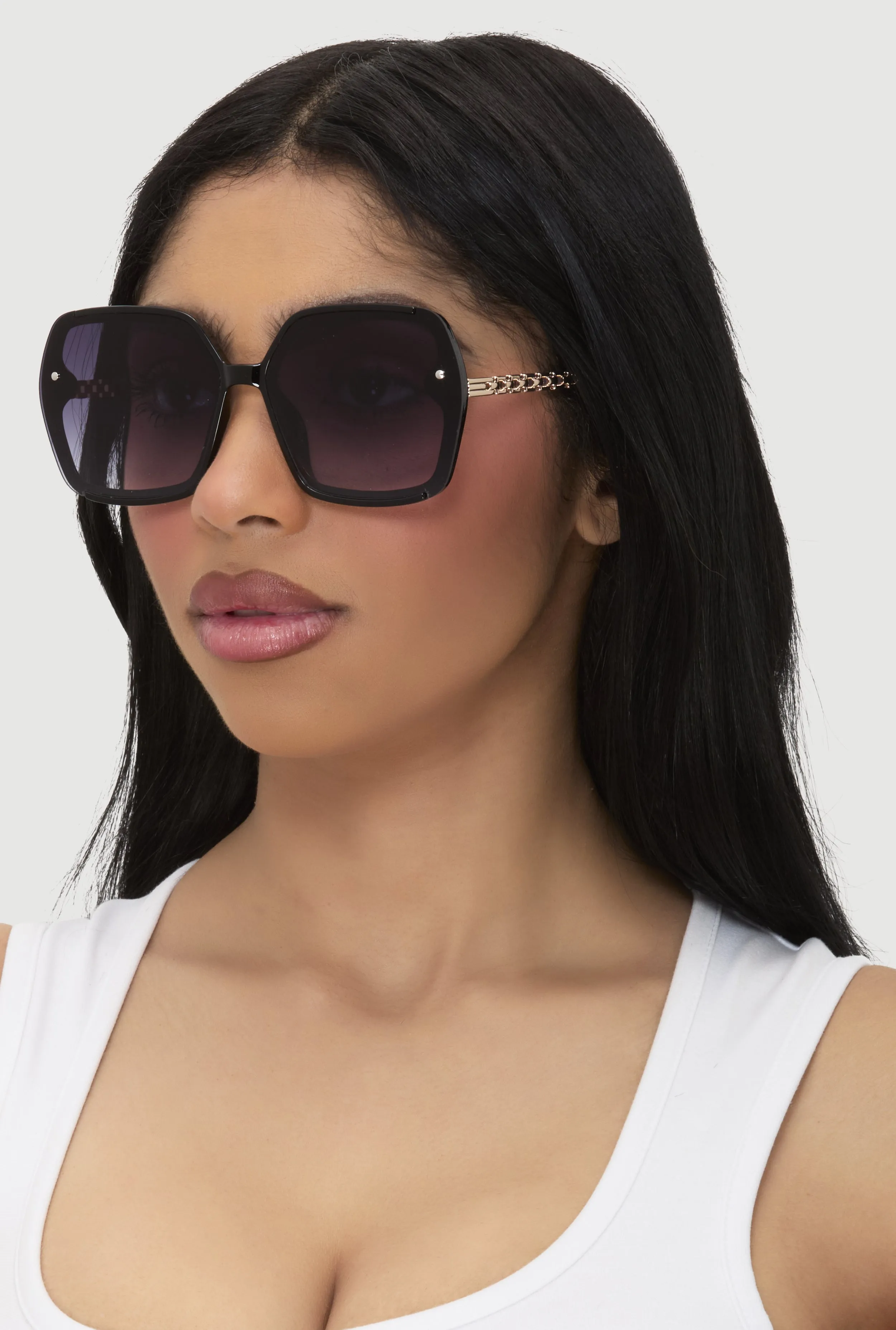Oversized Chain Link Ombre Lens Sunglasses sold by Rainbow product image thumbnail 2