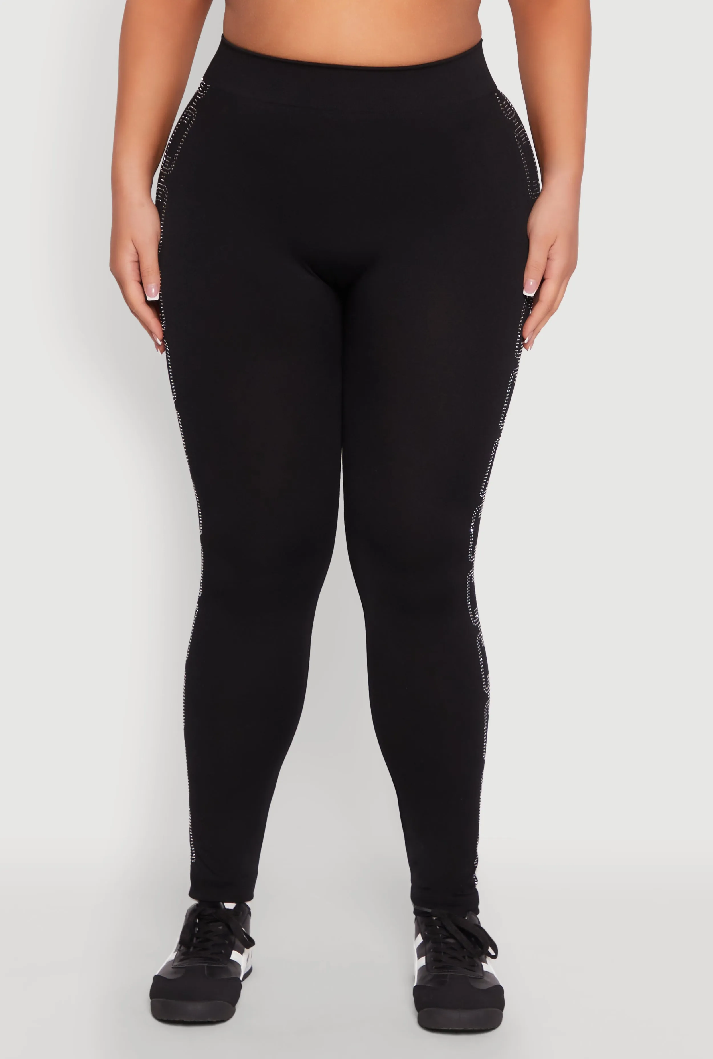 Plus Size Chain Link Rhinestone Seamless Leggings sold by Rainbow product image thumbnail 5