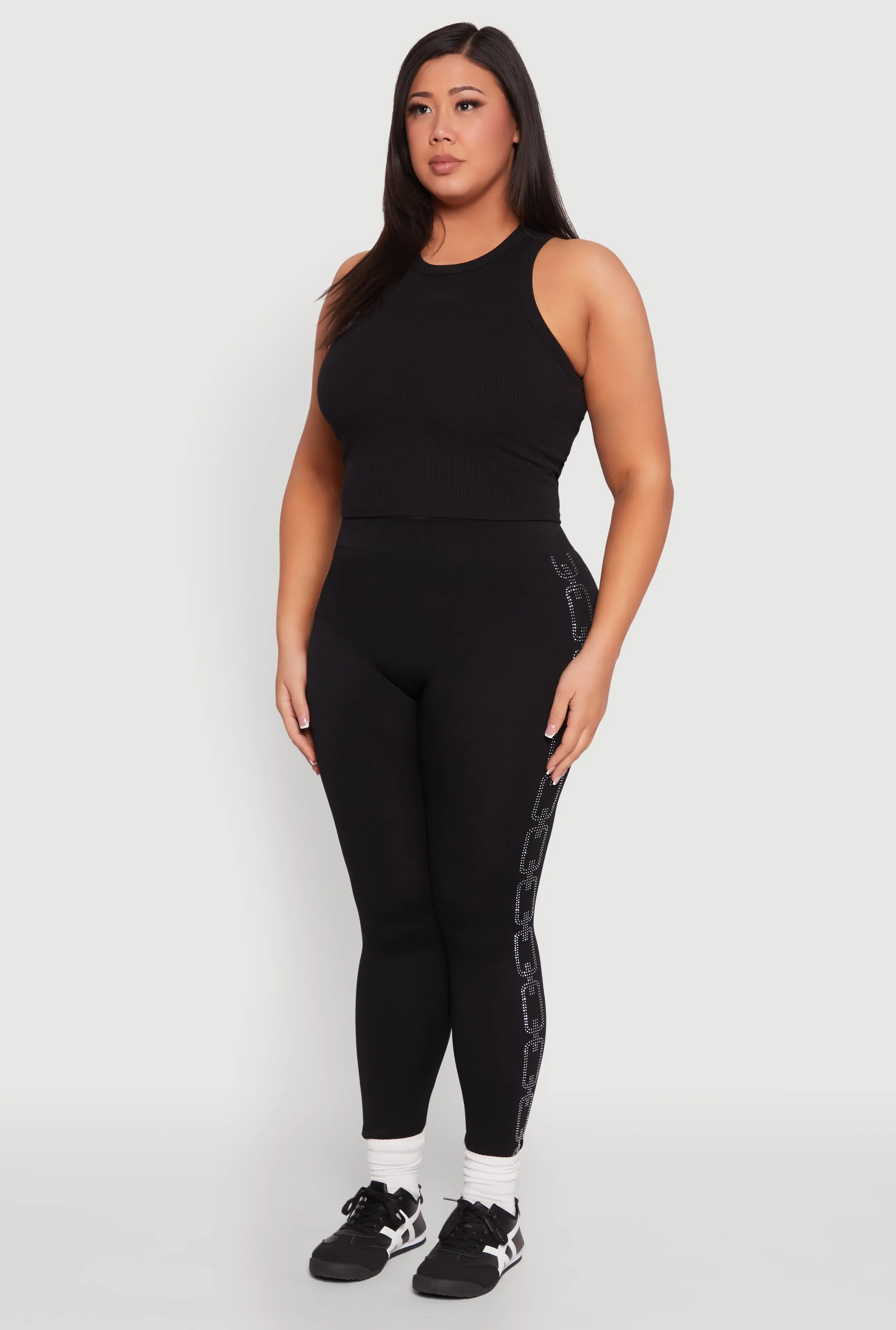 Plus Size Chain Link Rhinestone Seamless Leggings sold by Rainbow product image thumbnail 3