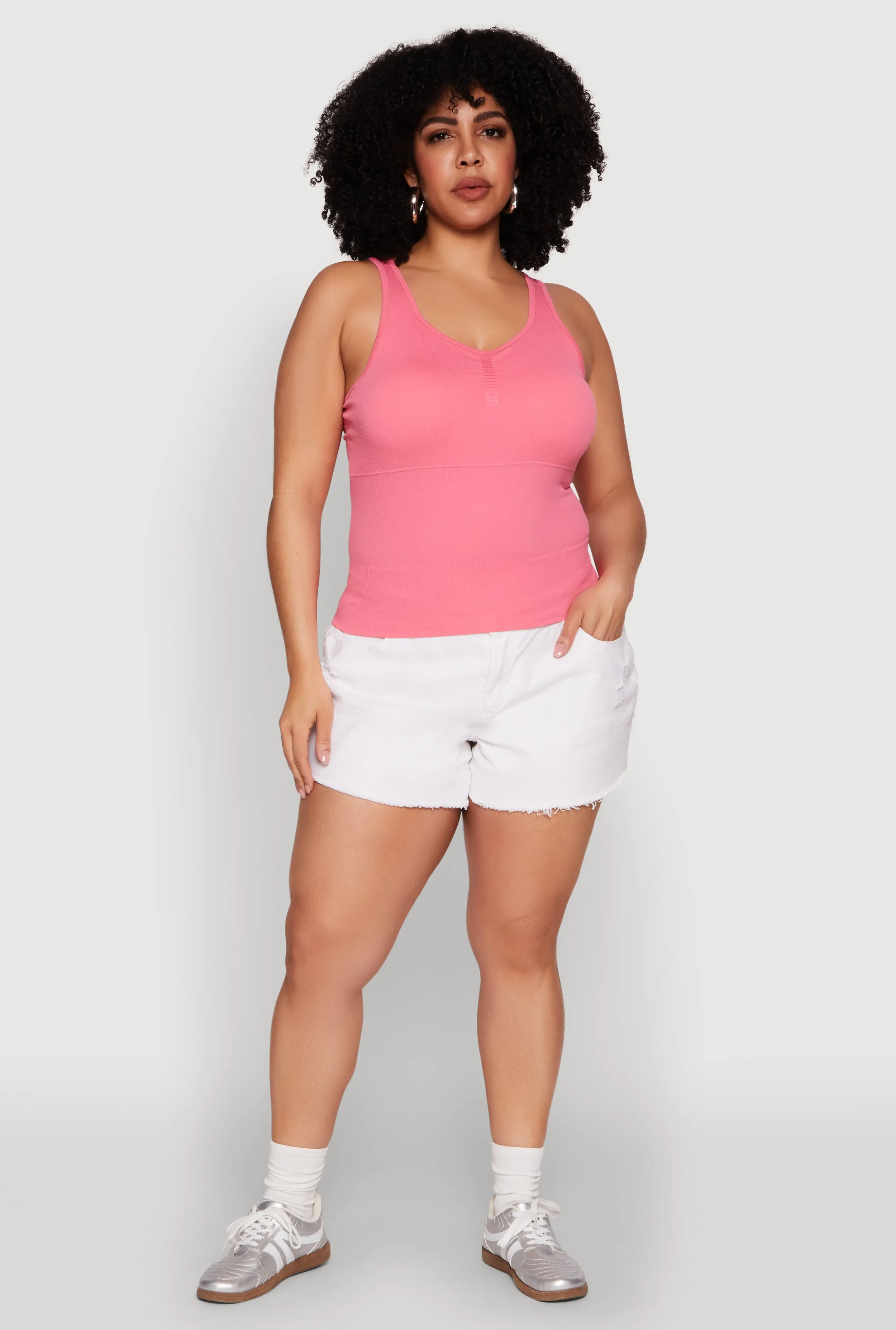 Plus Size Ribbed Knit Seamless Tank Top sold by Rainbow