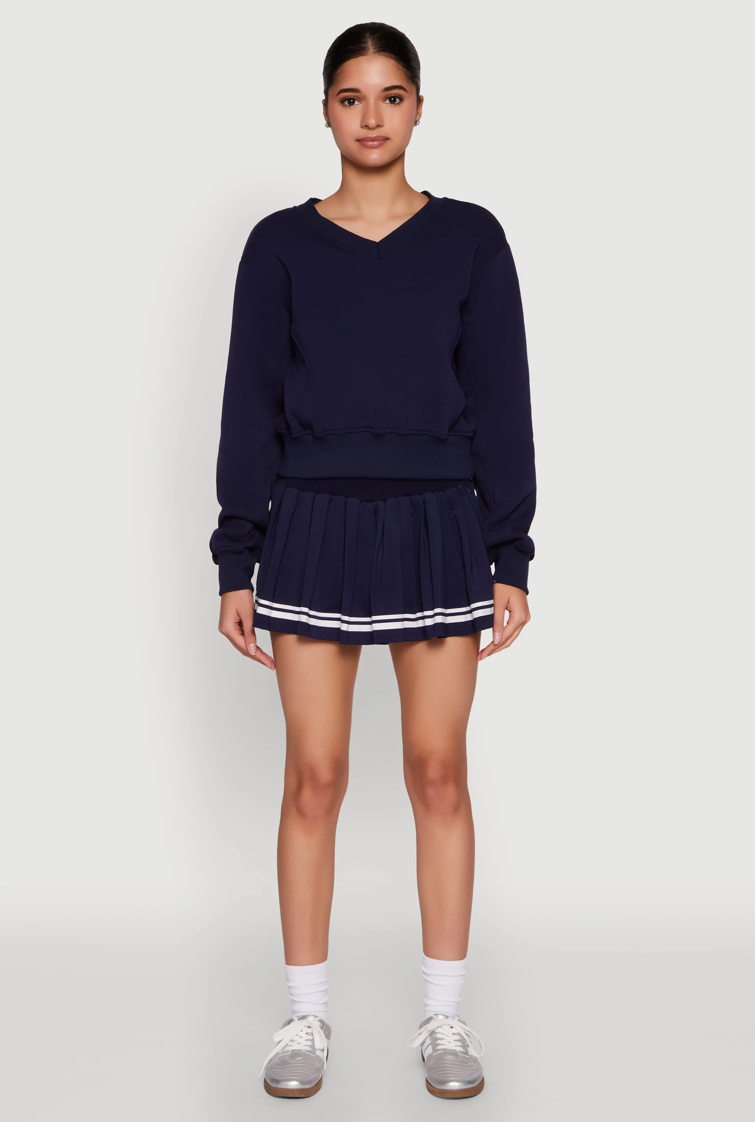 Varsity Stripe High Waisted Pleated Skirt sold by Rainbow product image thumbnail 2