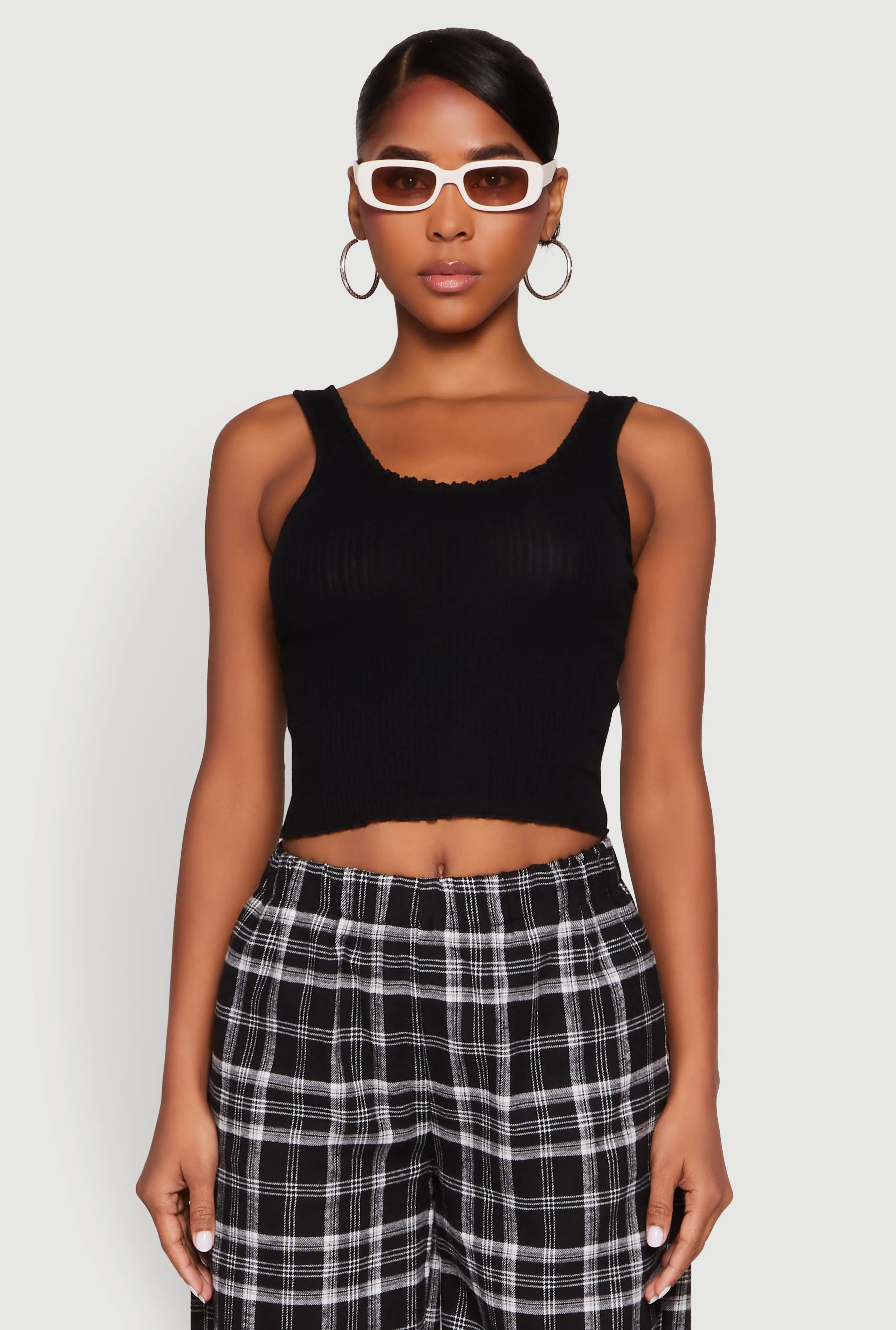 Crochet Trim Rib Knit Tank Top sold by Rainbow product image thumbnail 2