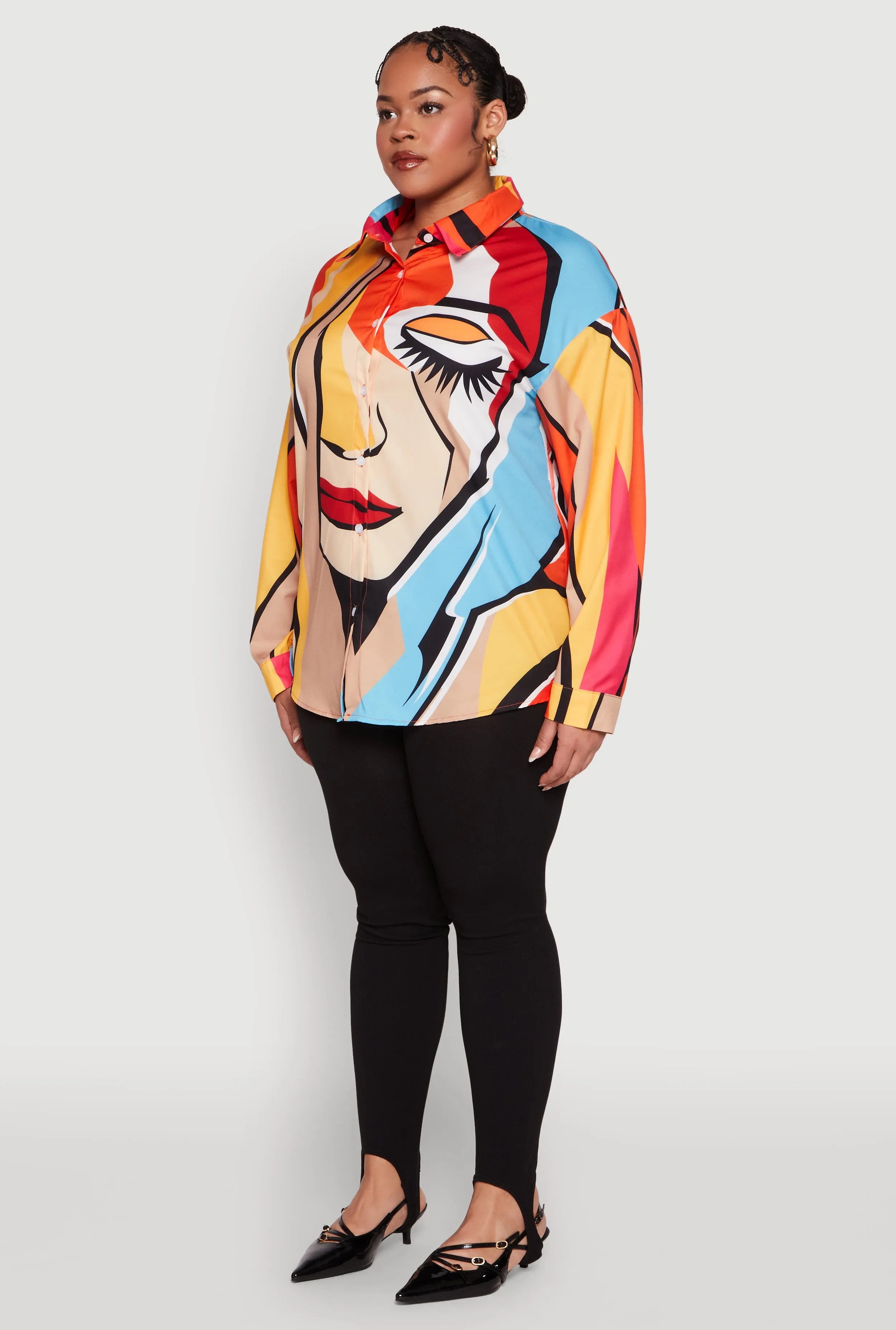 Plus Size Abstract Face Print Blouse sold by Rainbow product image thumbnail 5