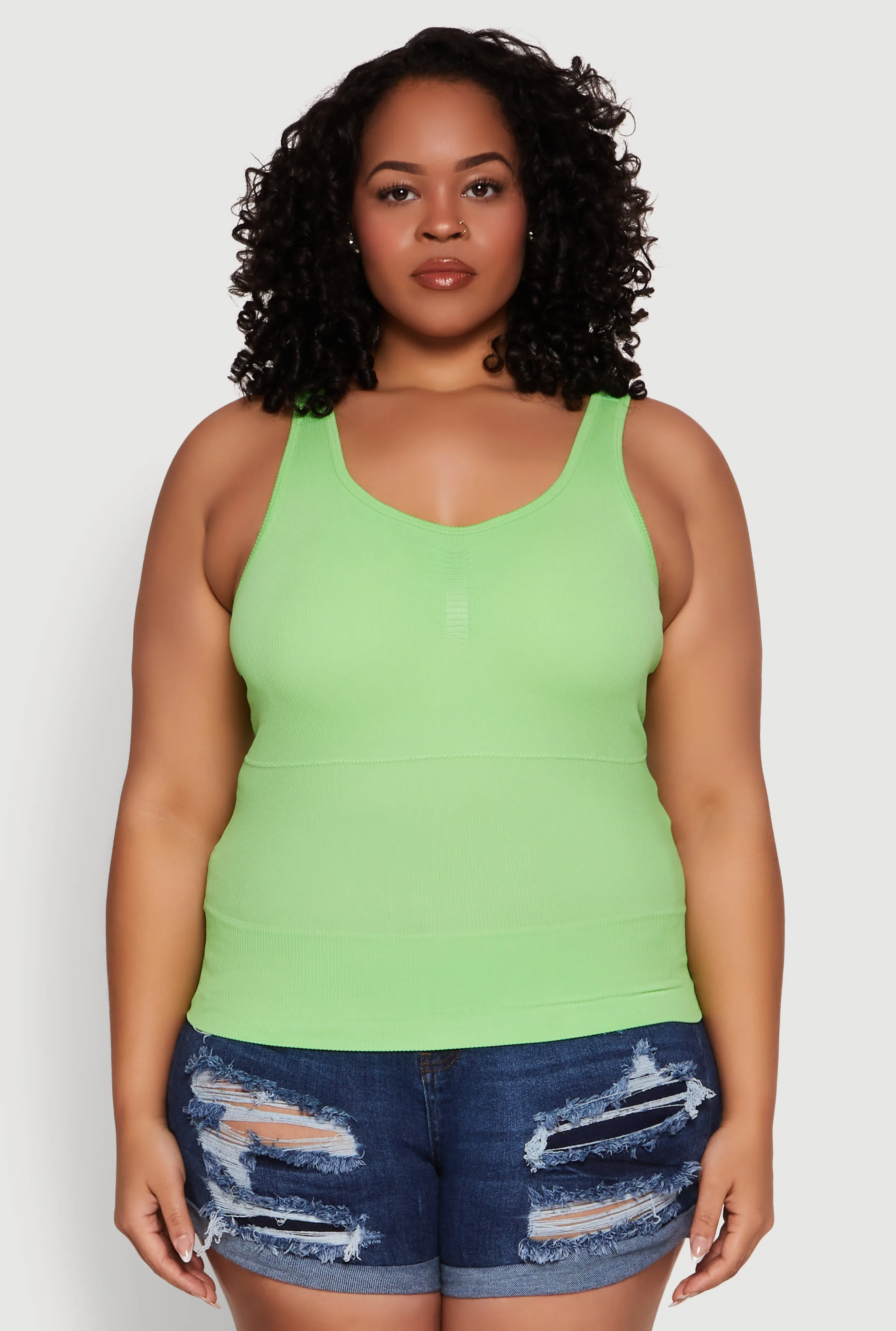 Plus Size Ribbed Knit Seamless Tank Top sold by Rainbow product image thumbnail 2