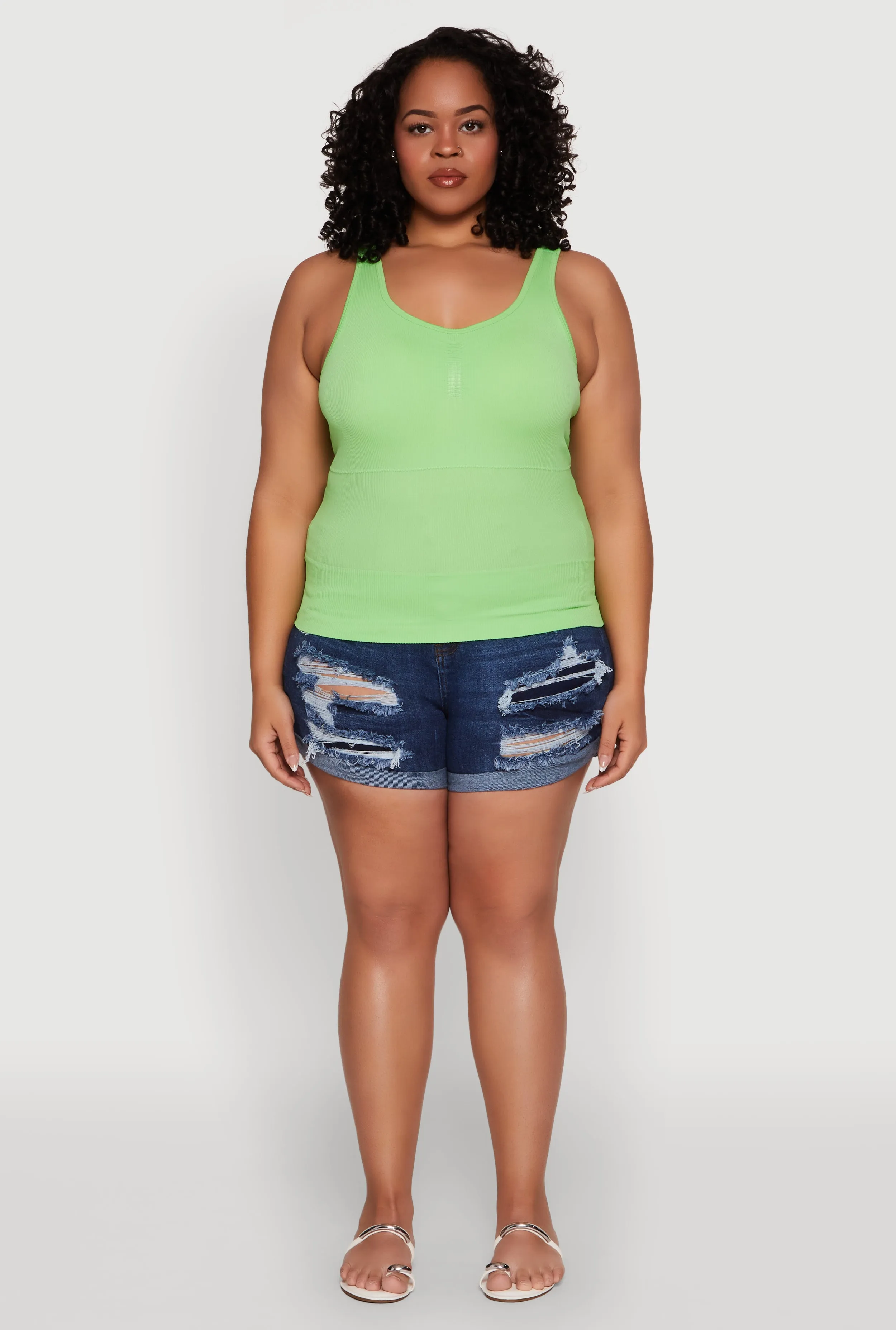 Plus Size Ribbed Knit Seamless Tank Top sold by Rainbow product image thumbnail 3