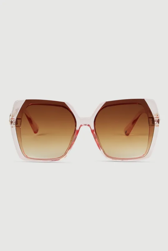 Oversized Color Blocked Ombre Lens Sunglasses sold by Rainbow