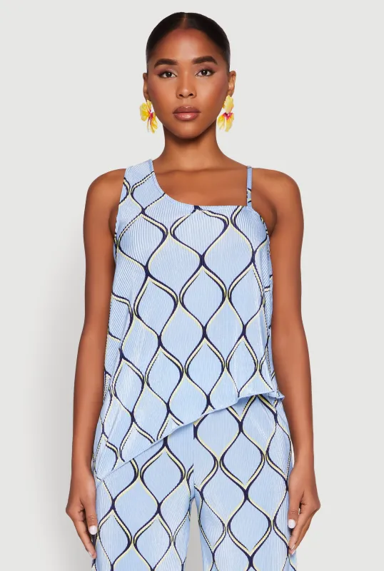 Almost Famous Plisse Asymmetrical Top sold by Rainbow
