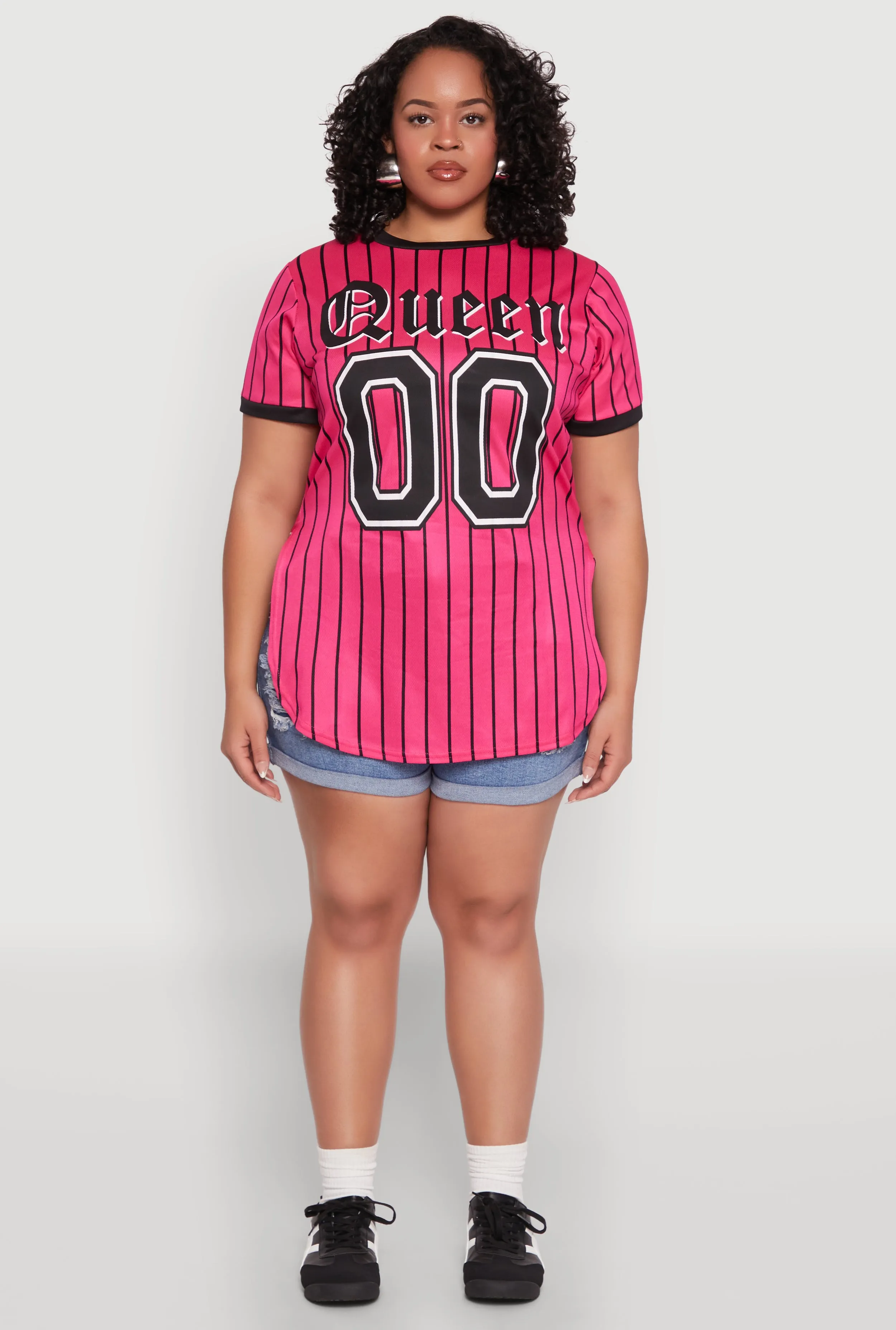 Plus Size Striped Queen Graphic Baseball Tee sold by Rainbow product image thumbnail 3