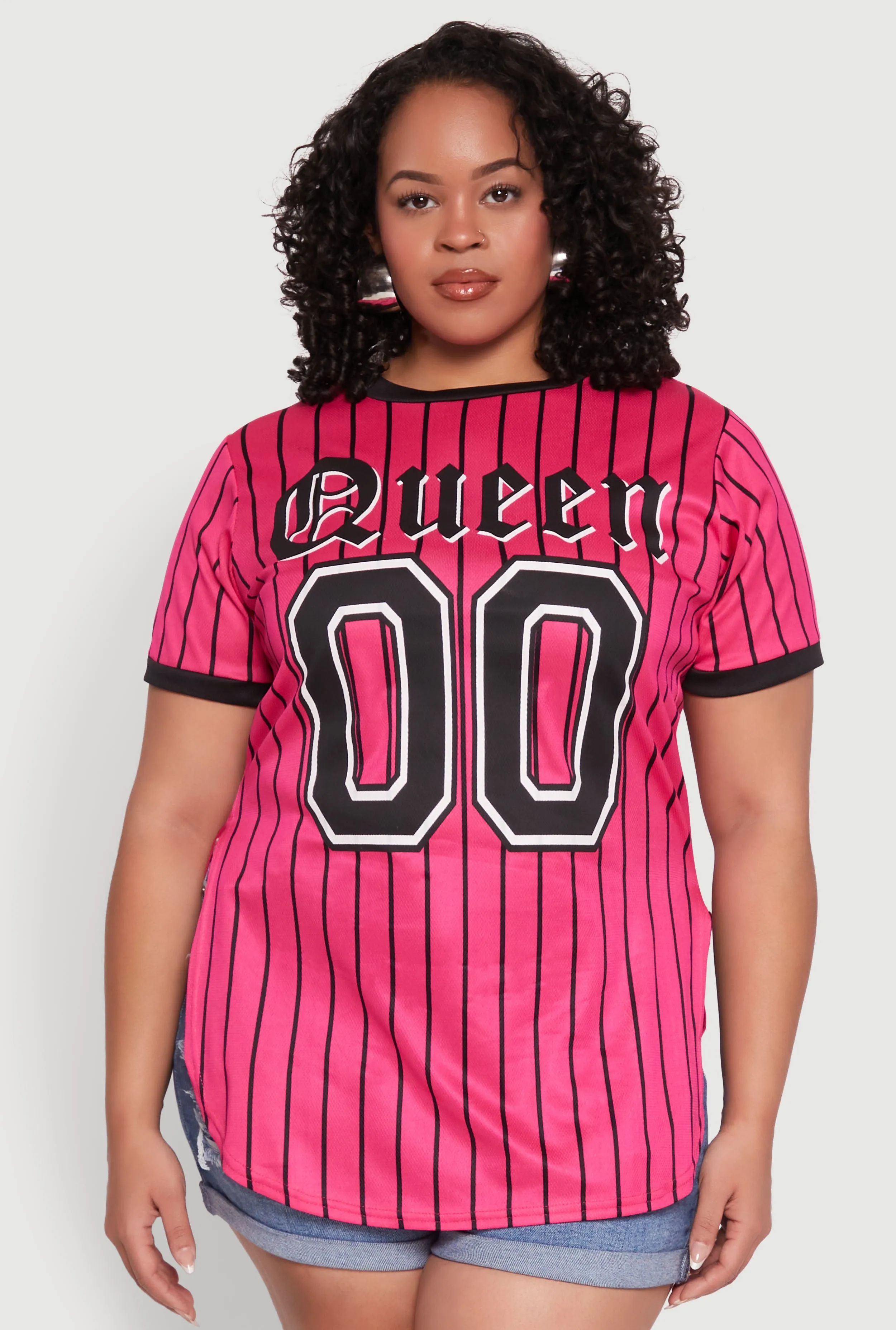Plus Size Striped Queen Graphic Baseball Tee sold by Rainbow product image thumbnail 2