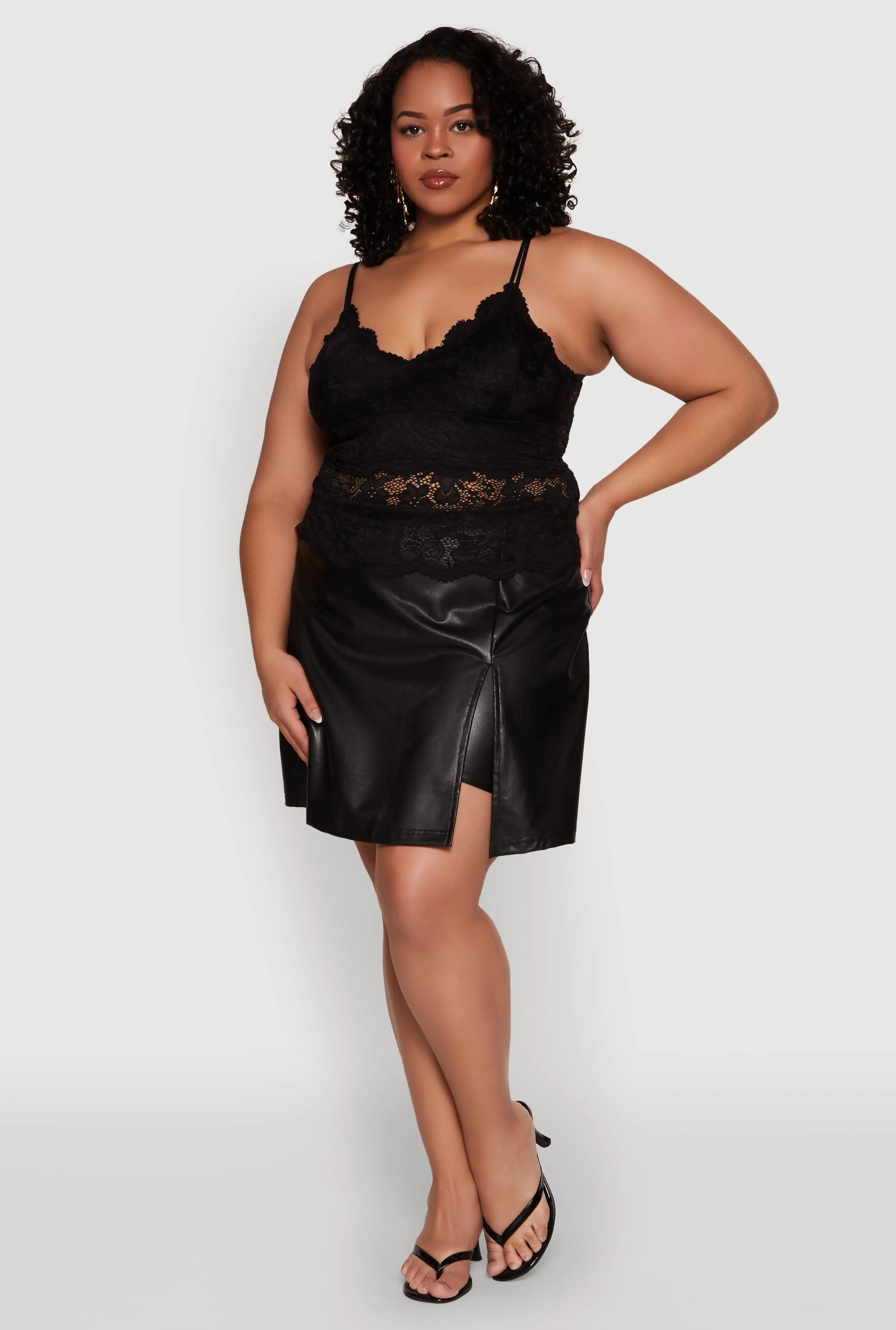 Plus Size Floral Lace Scoop Neck Cami sold by Rainbow