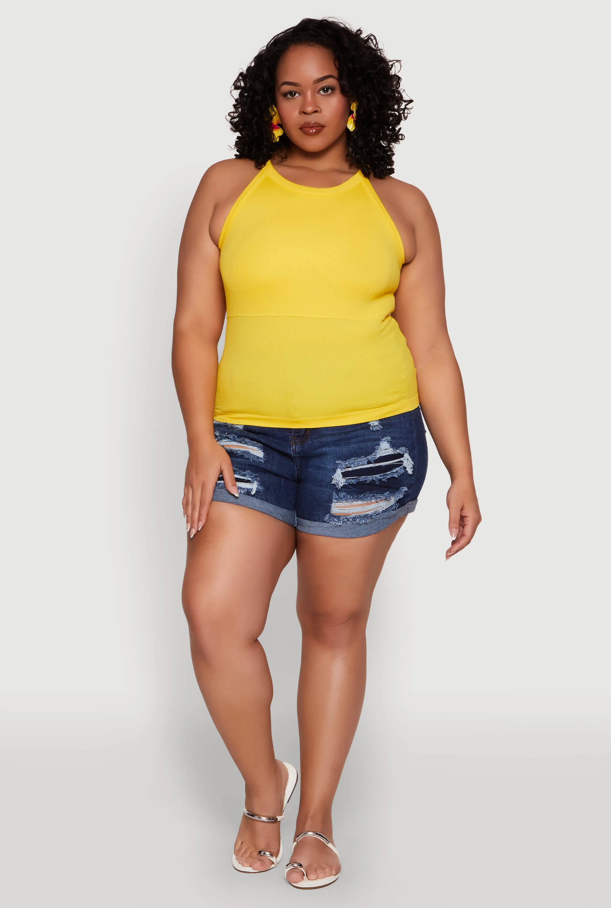 Plus Size Seamless High Neck Tank Top sold by Rainbow