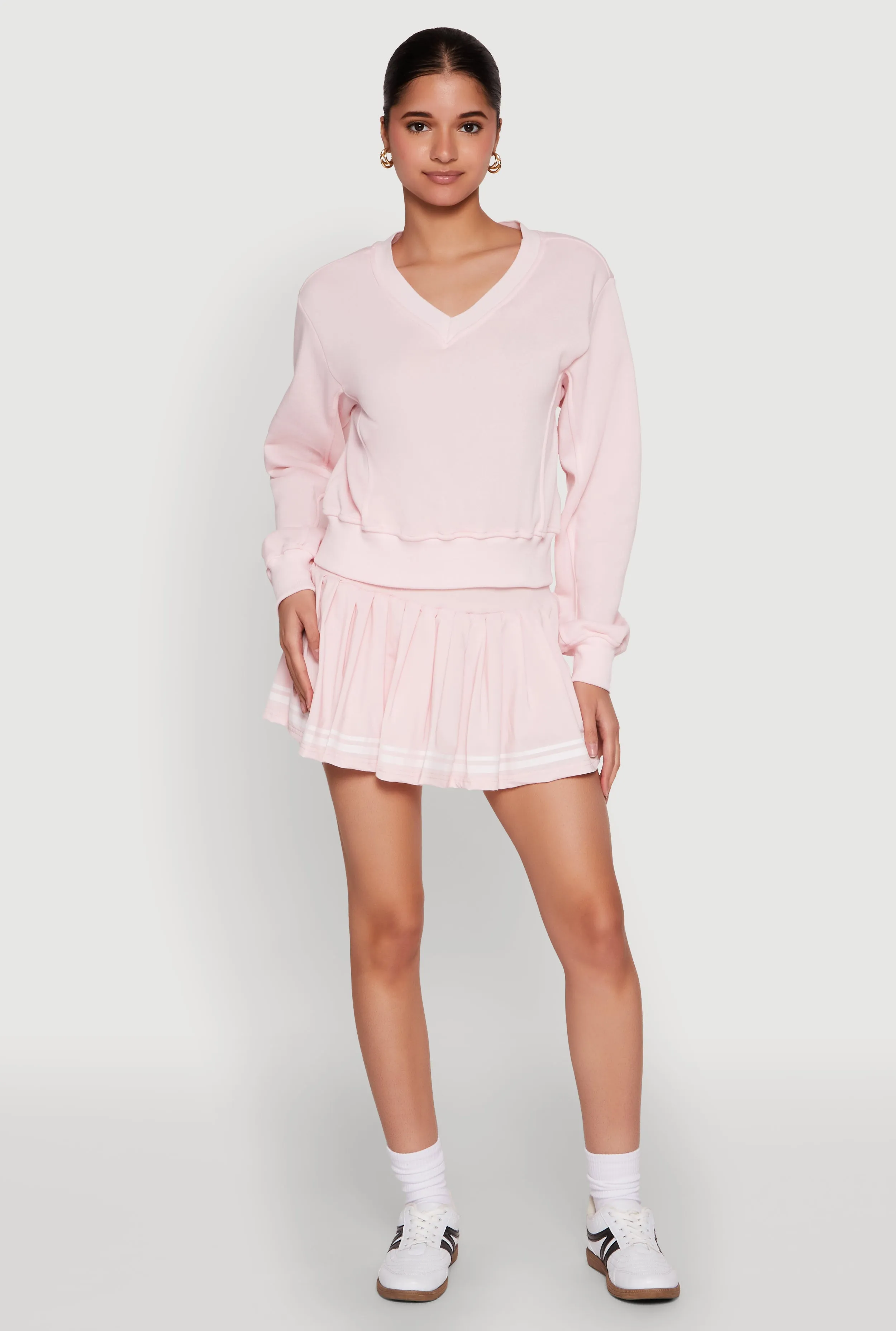 Varsity Stripe High Waisted Pleated Skirt sold by Rainbow