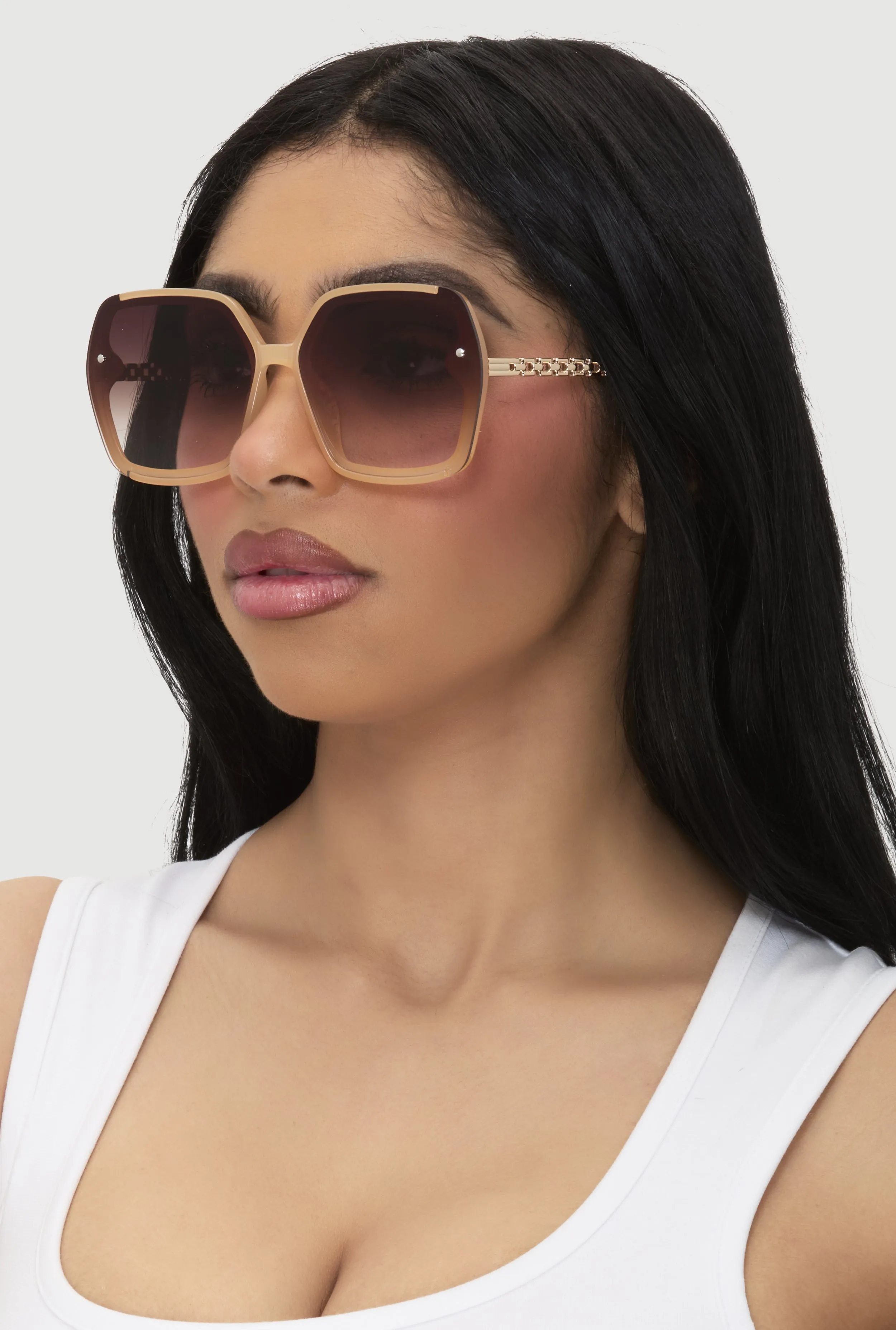 Oversized Chain Link Ombre Lens Sunglasses sold by Rainbow product image thumbnail 2