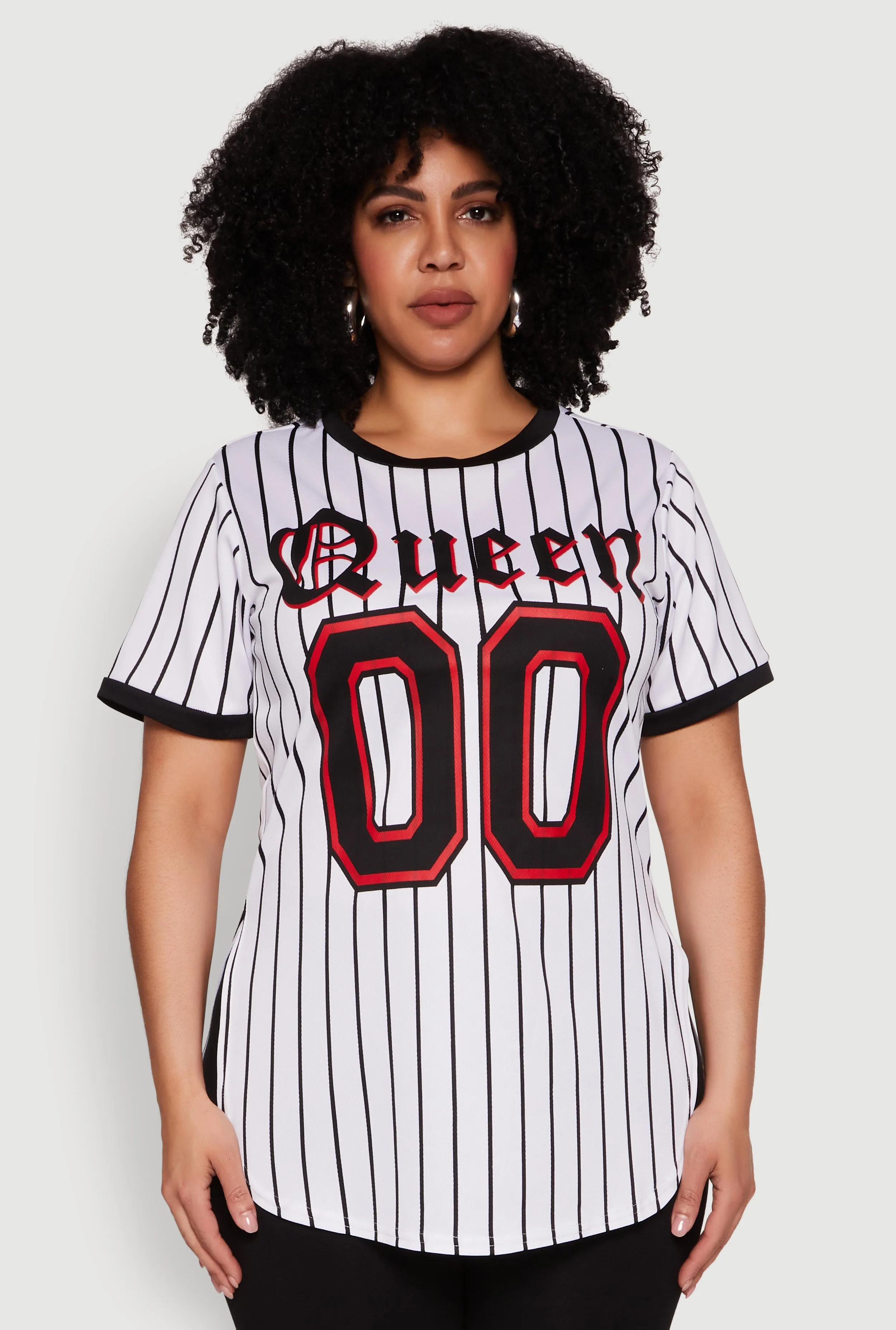 Plus Size Striped Queen Graphic Baseball Tee sold by Rainbow product image thumbnail 2