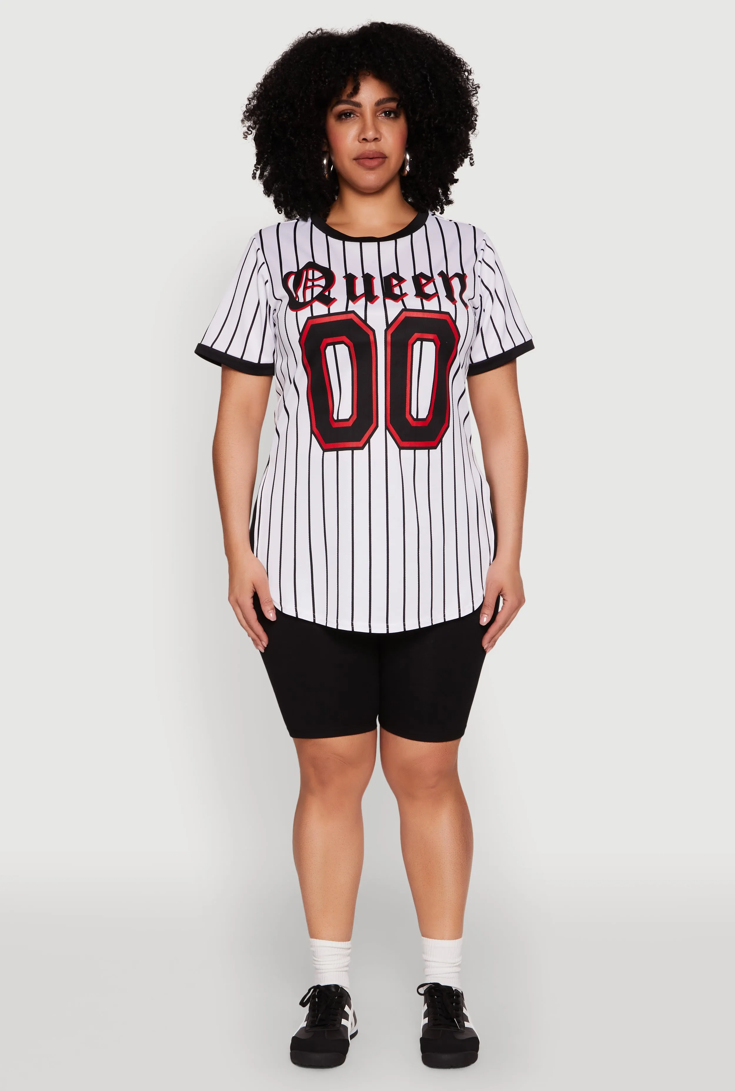 Plus Size Striped Queen Graphic Baseball Tee sold by Rainbow product image thumbnail 3