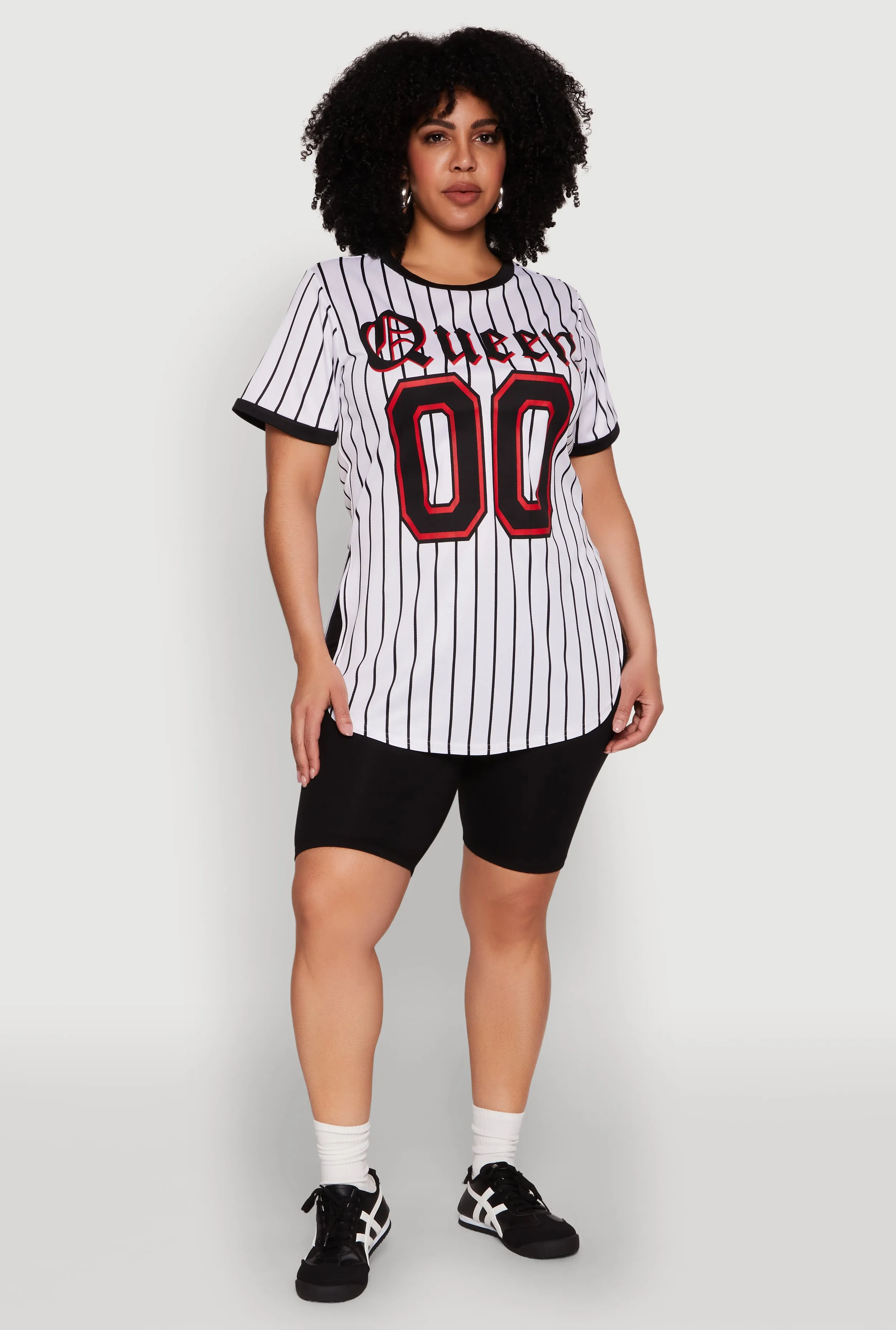 Plus Size Striped Queen Graphic Baseball Tee sold by Rainbow