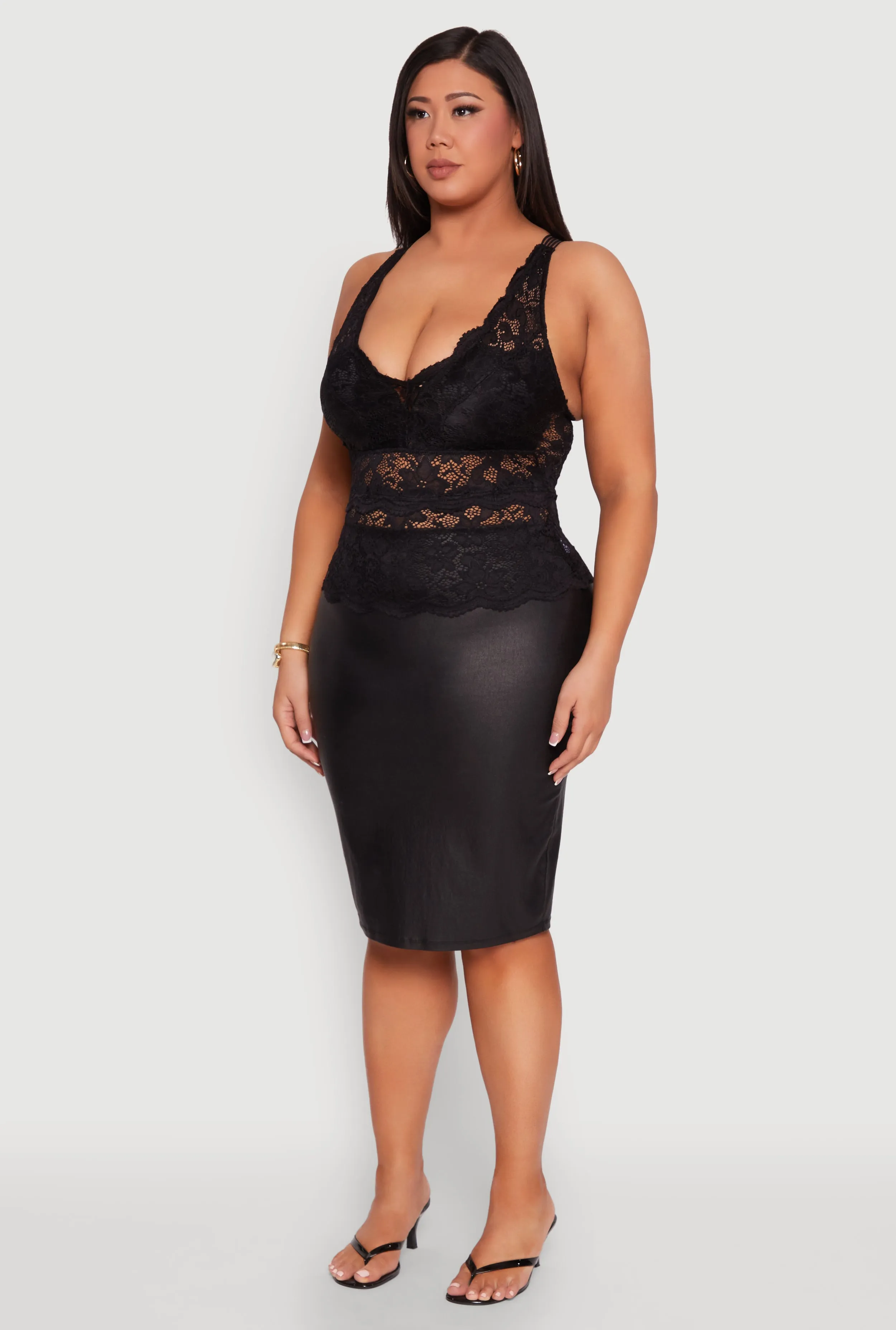 Plus Size Scalloped Floral Lace Tank Top sold by Rainbow product image thumbnail 5