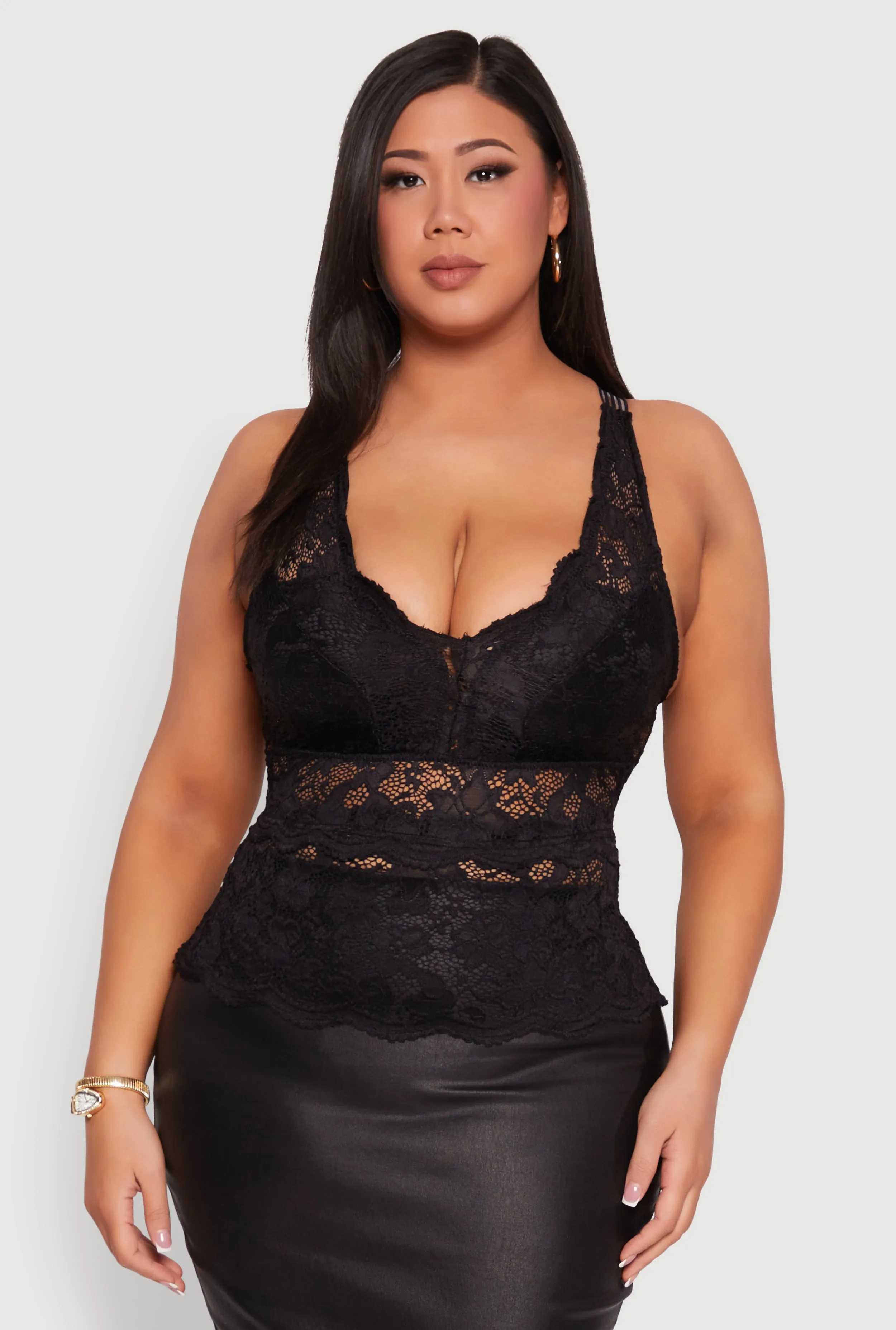 Plus Size Scalloped Floral Lace Tank Top sold by Rainbow product image thumbnail 2