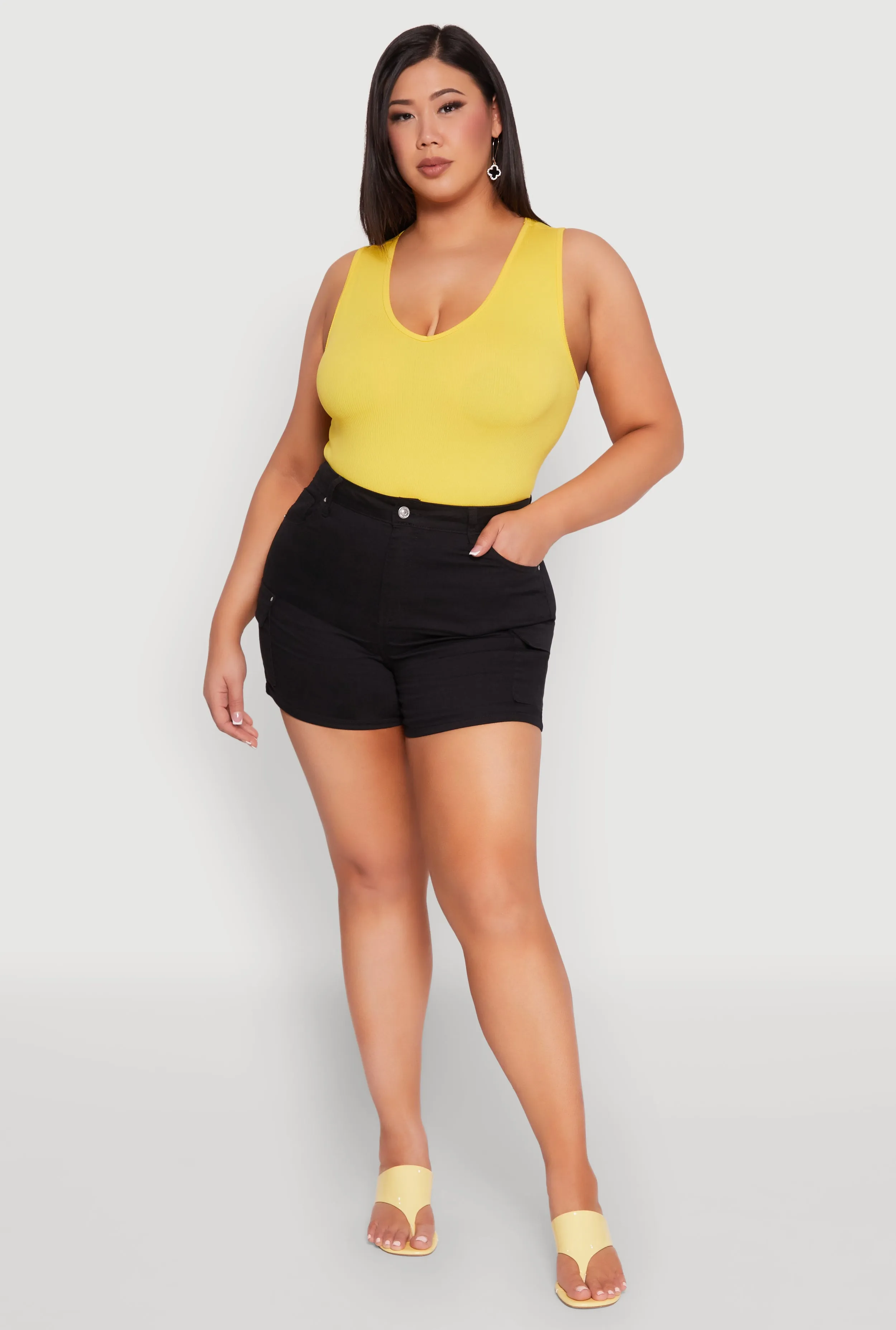 Plus Size WAX High Waisted Cargo Shorts sold by Rainbow