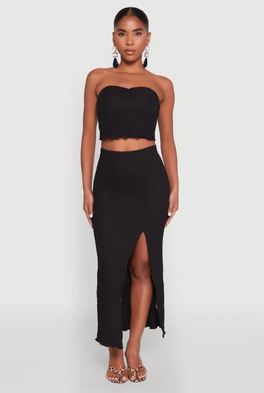 Almost Famous Textured Knit Side Slit Skirt sold by Rainbow