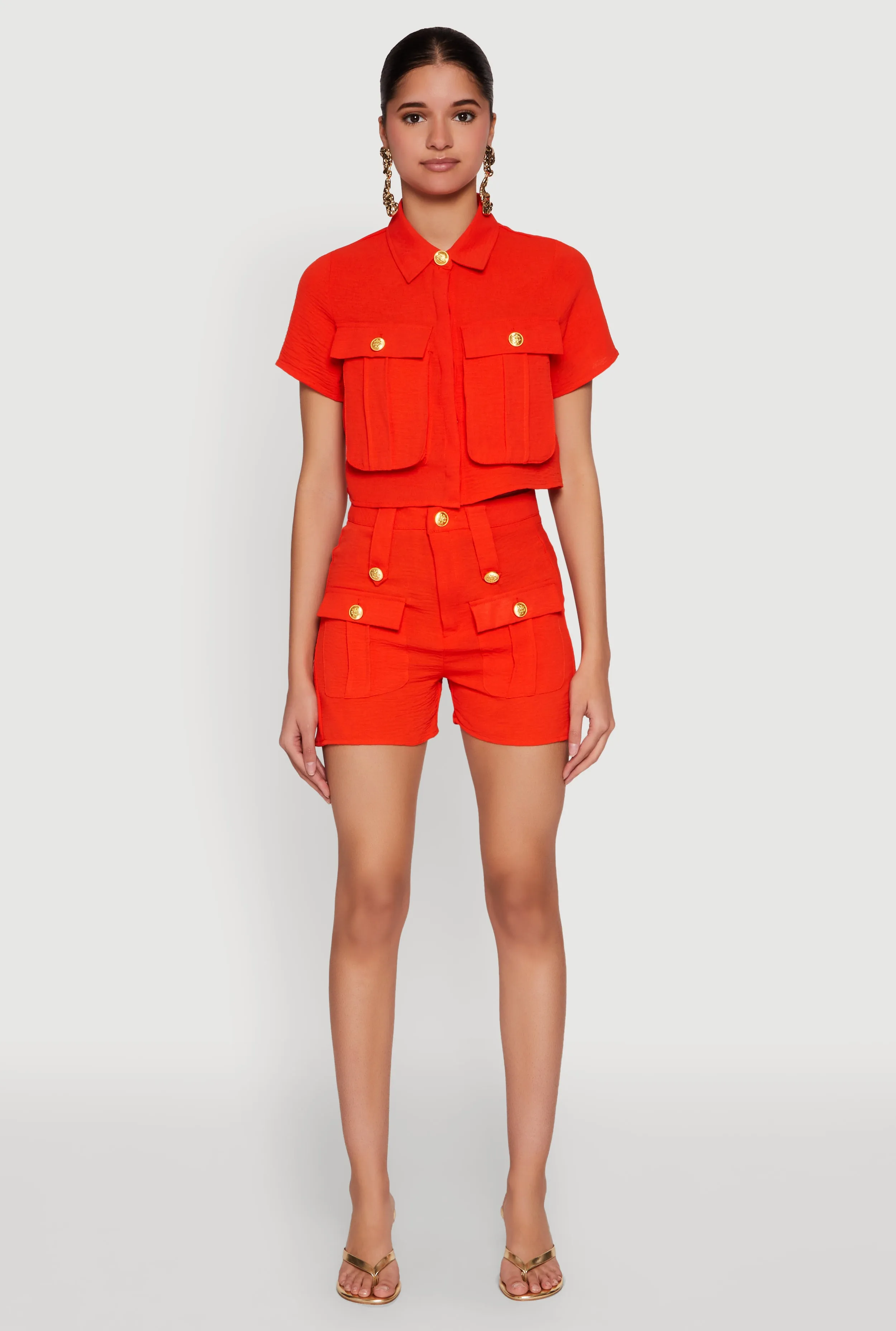 Airy Cargo Pocket Button Front Shirt sold by Rainbow product image thumbnail 3