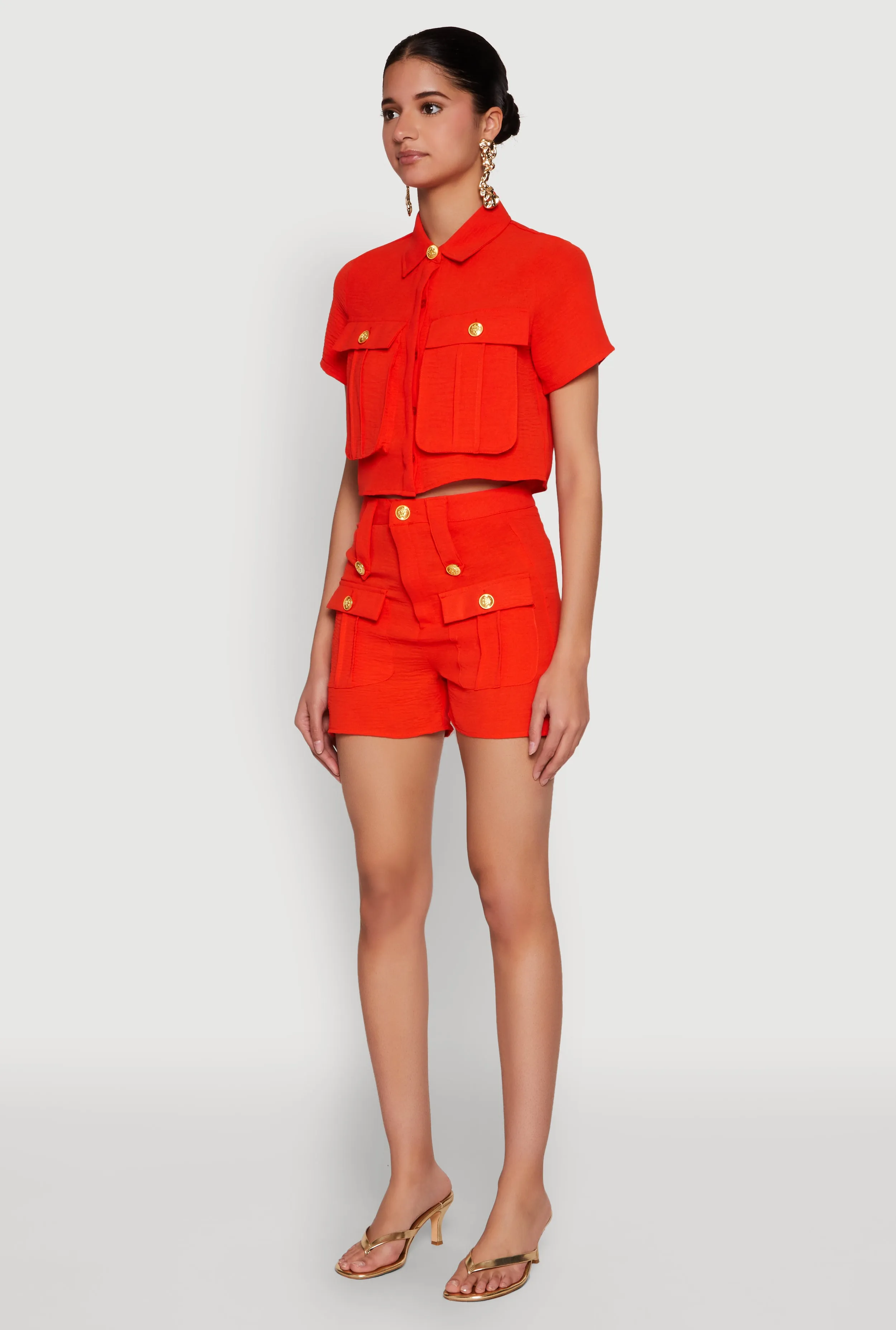 Airy Cargo Pocket Button Front Shirt sold by Rainbow product image thumbnail 5