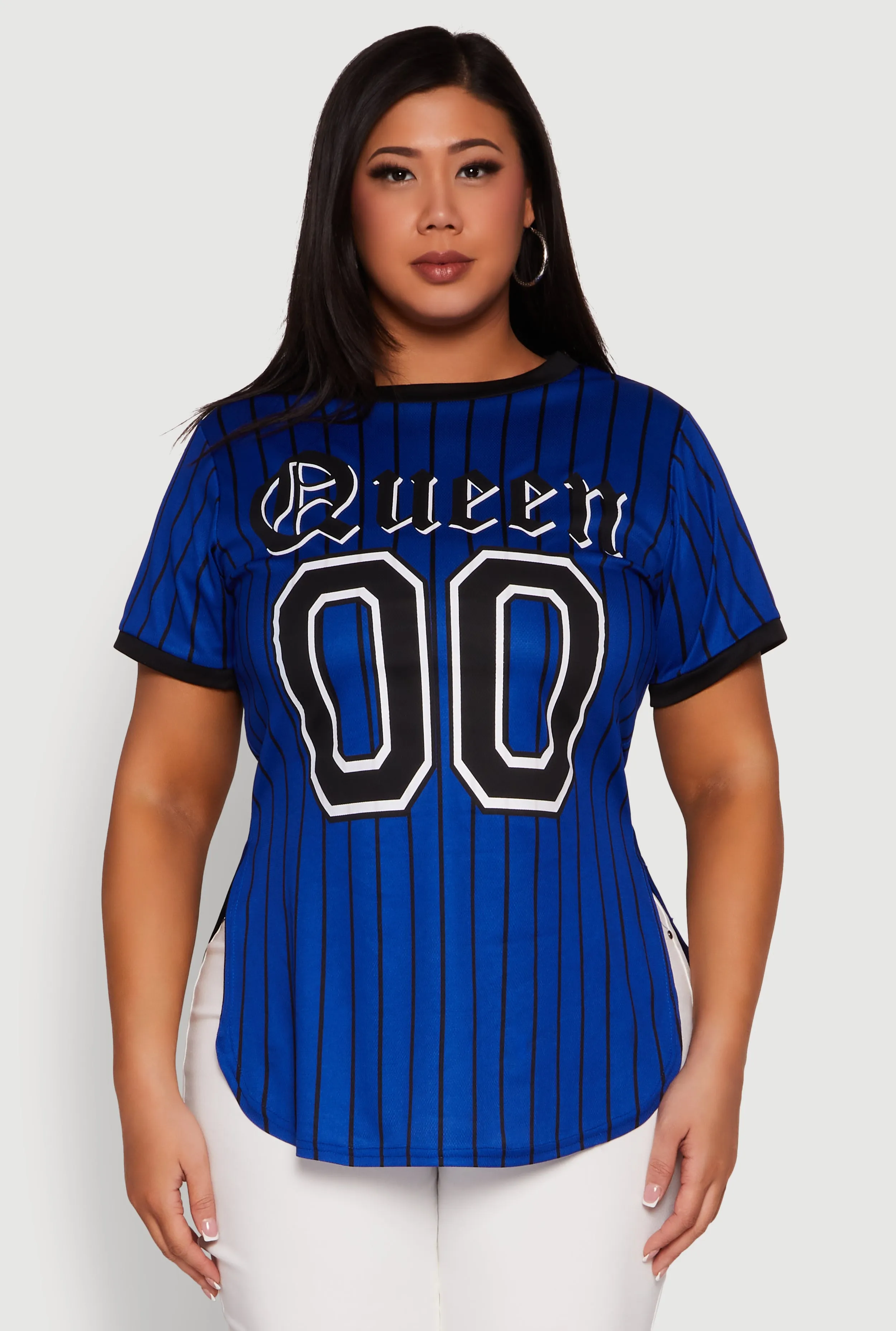 Plus Size Striped Queen Graphic Baseball Tee sold by Rainbow product image thumbnail 2