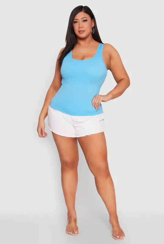 Plus Size Seamless Scoop Neck Shelf Bra Tank Top sold by Rainbow