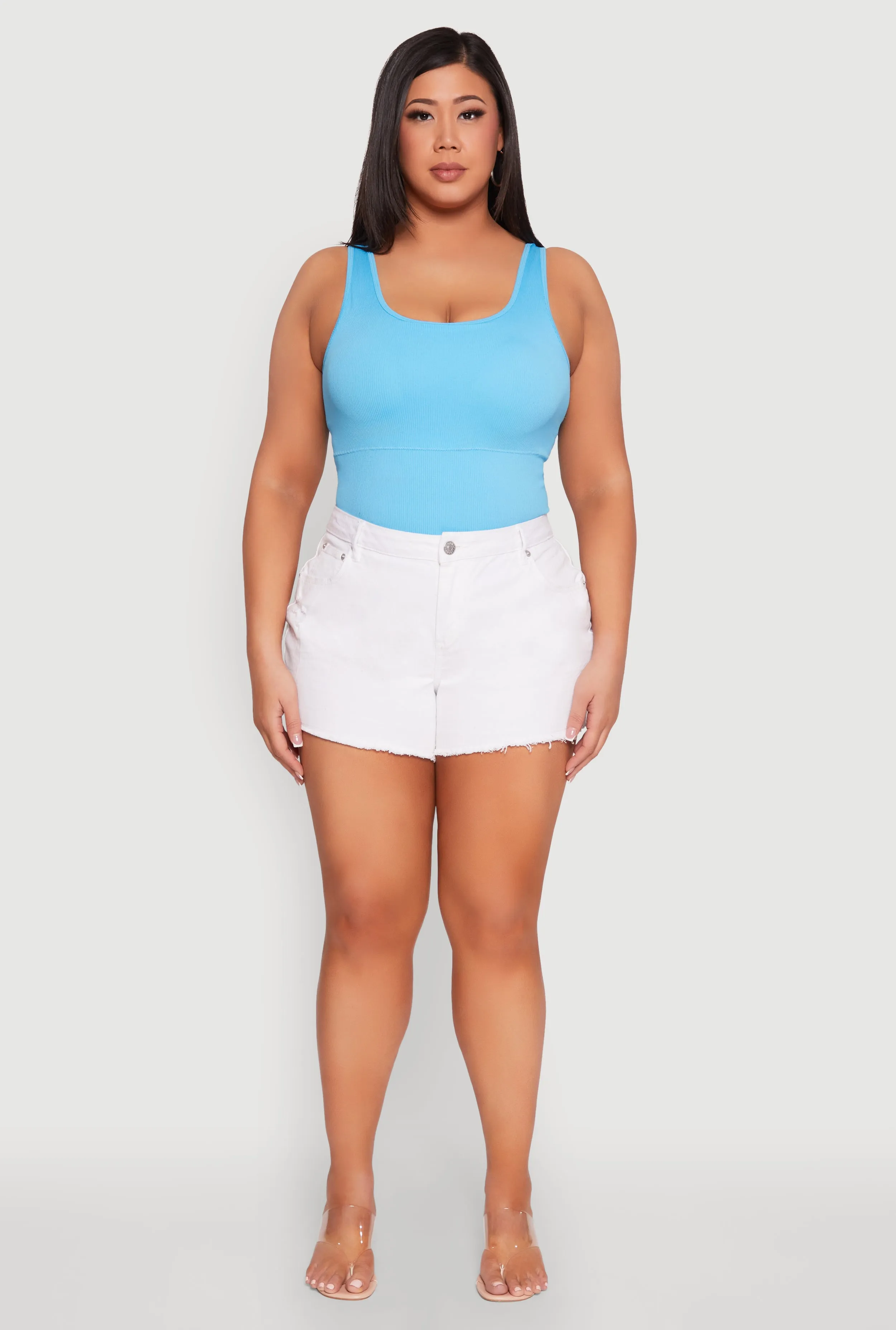 Plus Size Seamless Scoop Neck Shelf Bra Tank Top sold by Rainbow product image thumbnail 3