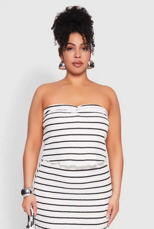 Plus Size Almost Famous Striped Sweetheart Neckline Tube Top sold by Rainbow