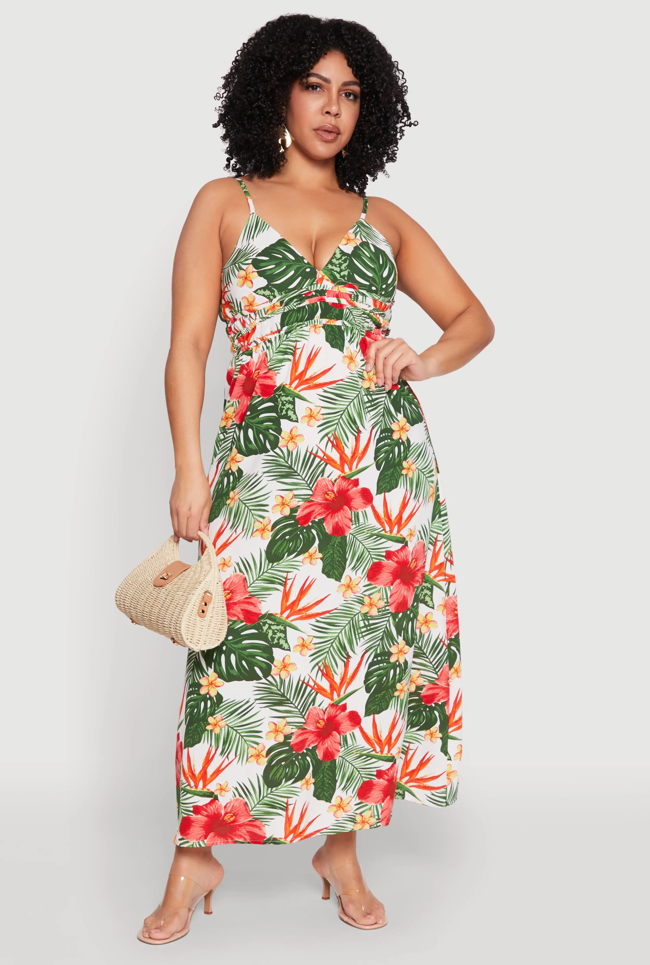 Plus Size Floral Empire Waist Maxi Dress sold by Rainbow
