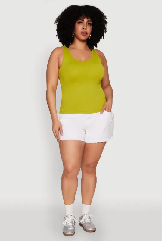 Plus Size Seamless Scoop Neck Shelf Bra Tank Top sold by Rainbow