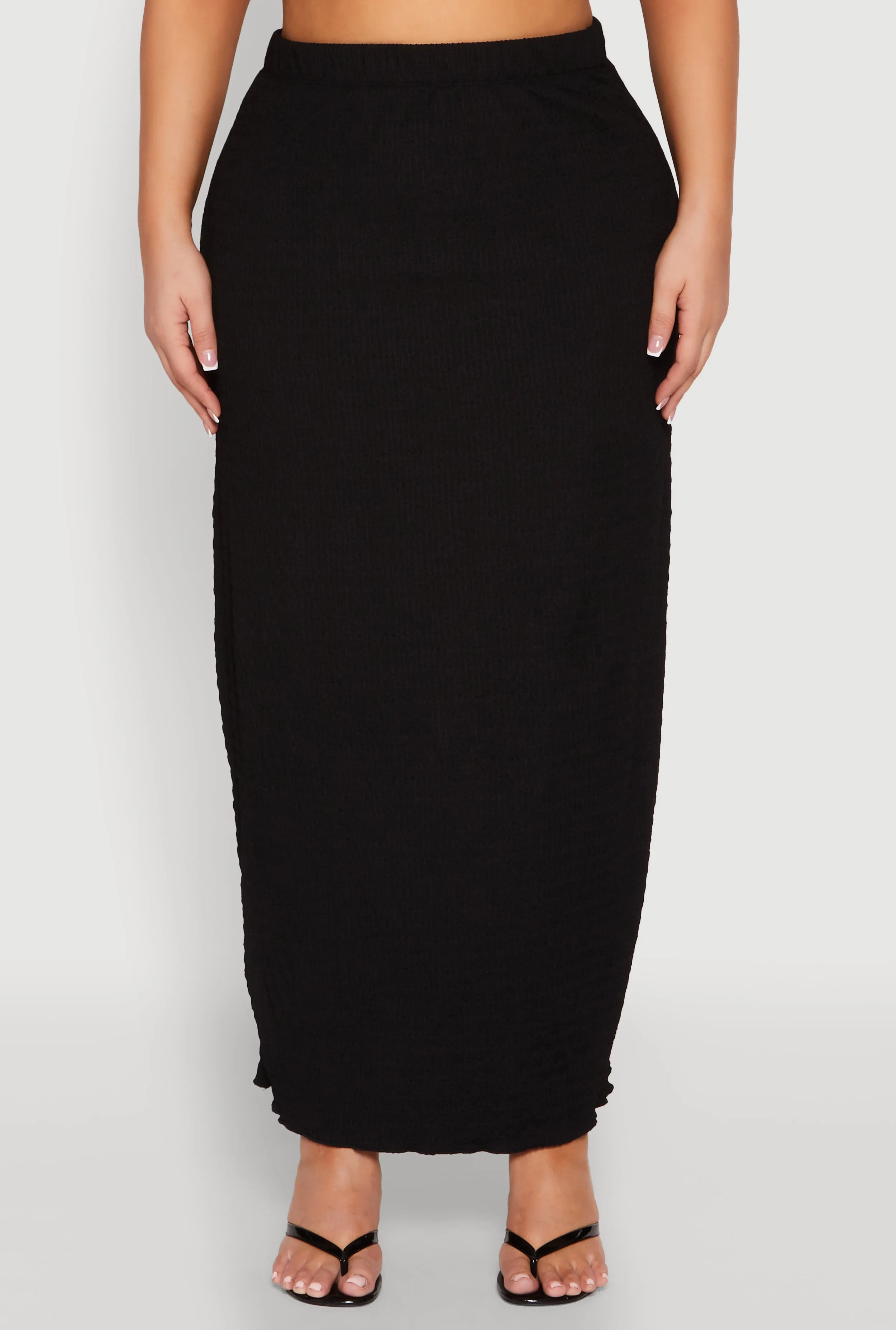 Plus Size Textured Knit High Waist Maxi Skirt sold by Rainbow product image thumbnail 3