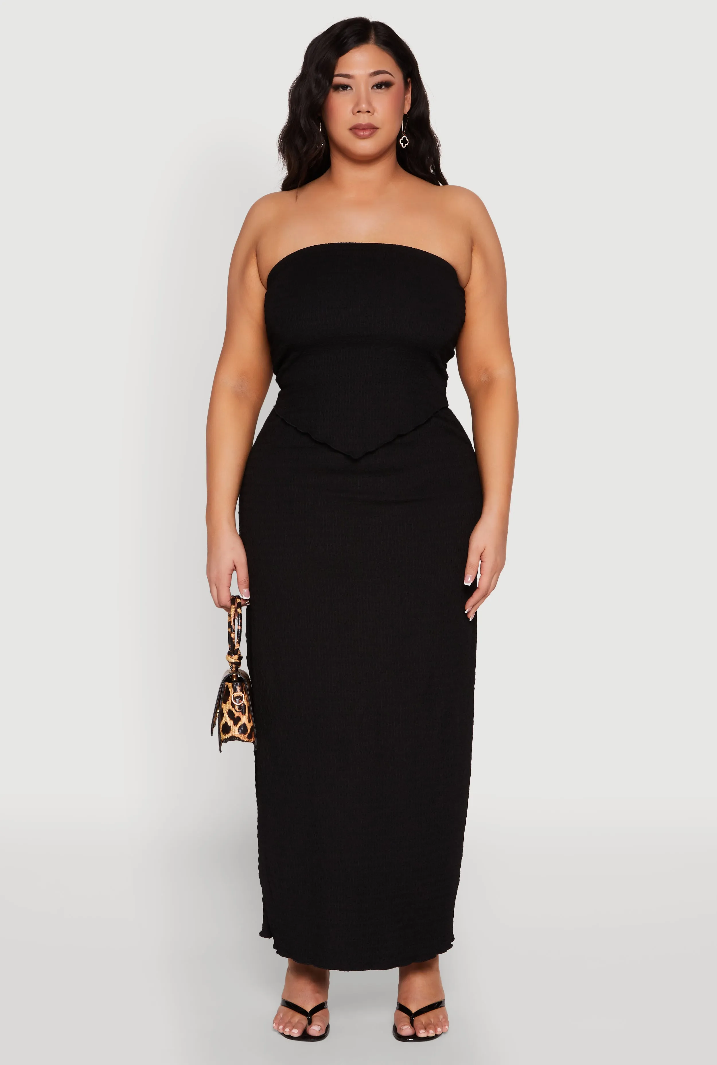 Plus Size Textured Knit High Waist Maxi Skirt sold by Rainbow