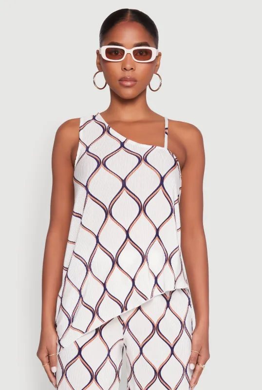 Almost Famous Plisse Asymmetrical Top sold by Rainbow