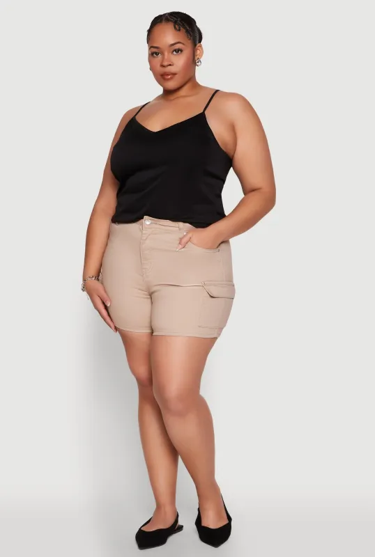Plus Size WAX High Waisted Cargo Shorts sold by Rainbow