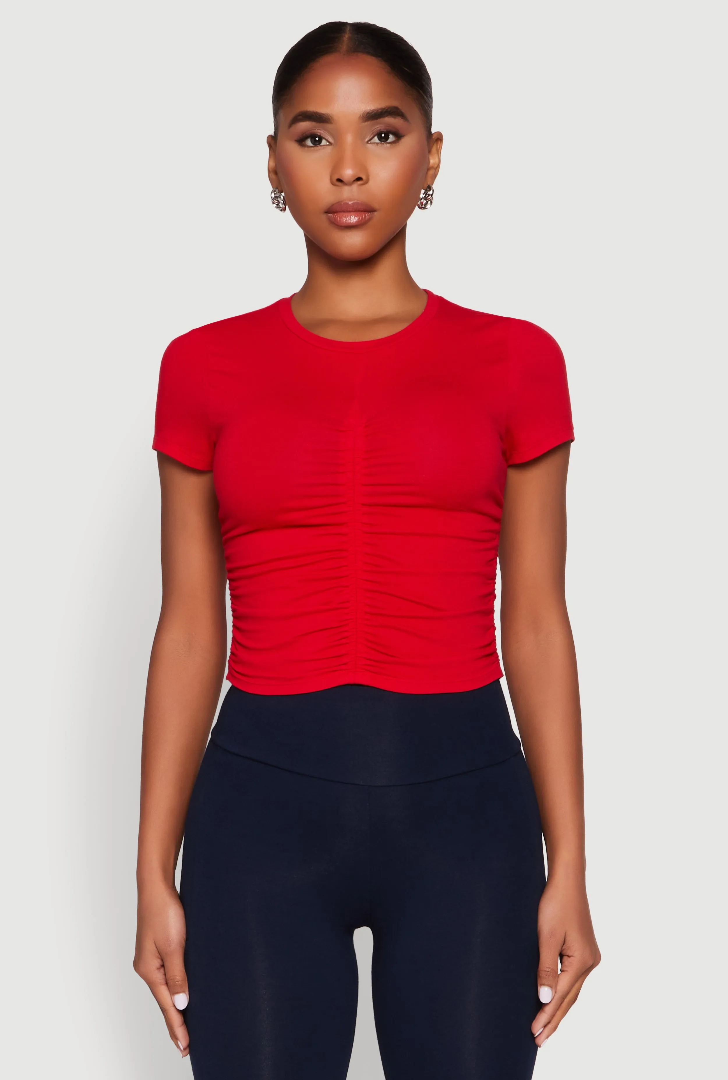 Ruched Crew Neck Cropped Tee sold by Rainbow product image thumbnail 2