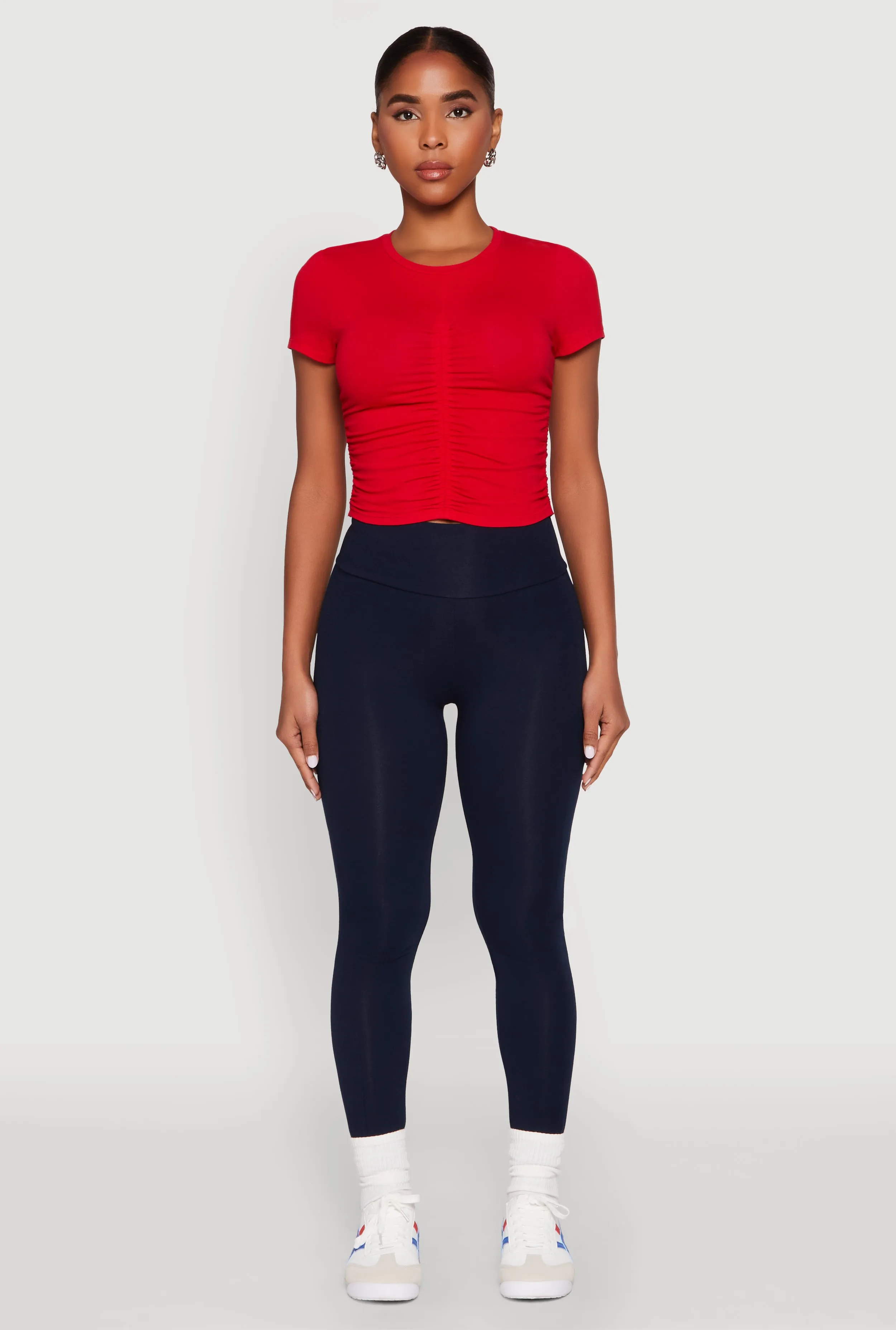 Ruched Crew Neck Cropped Tee sold by Rainbow product image thumbnail 3