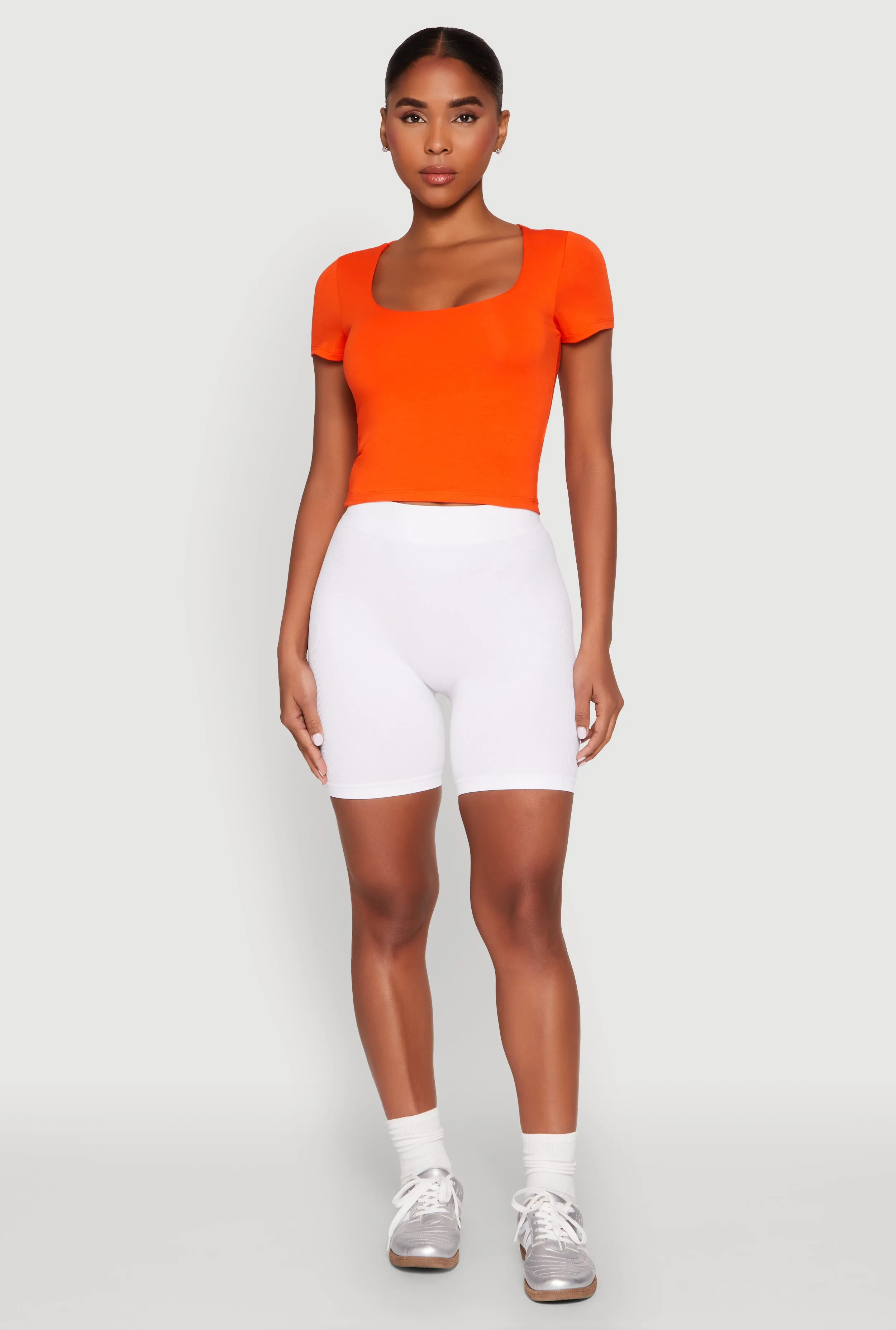 Basic Scoop Neck Cropped Tee sold by Rainbow