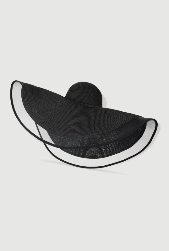 Oversized Mesh Detail Straw Floppy Hat sold by Rainbow