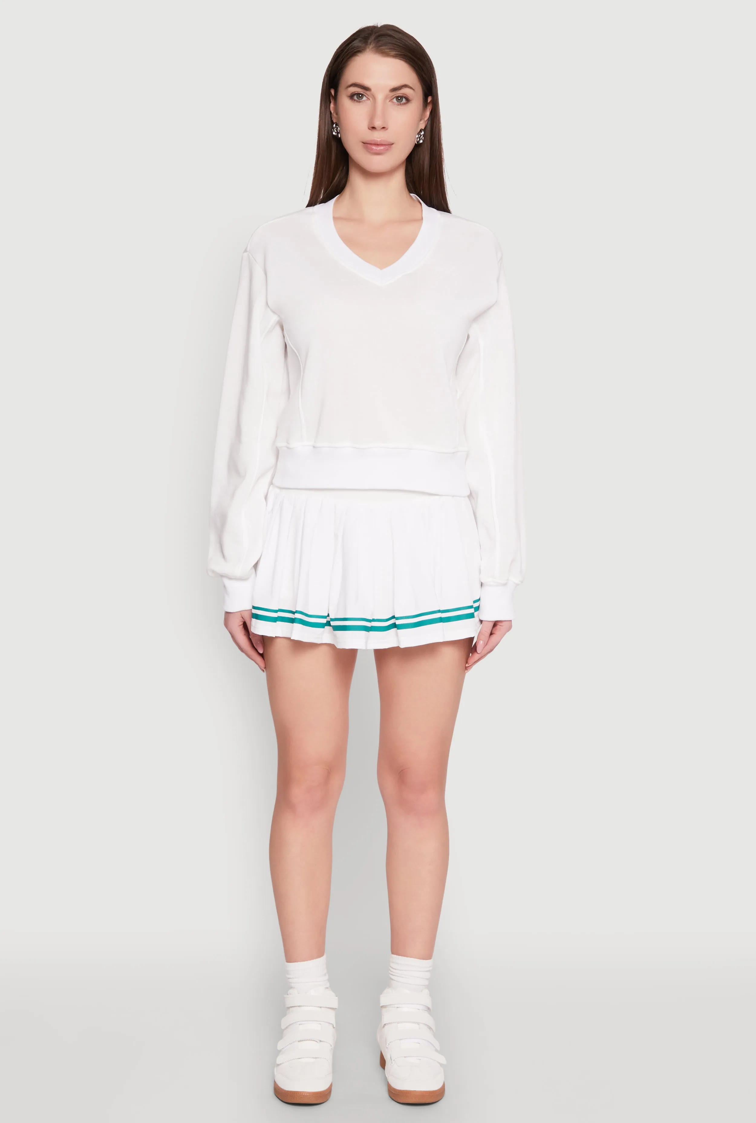 Varsity Stripe High Waisted Pleated Skirt sold by Rainbow product image thumbnail 2