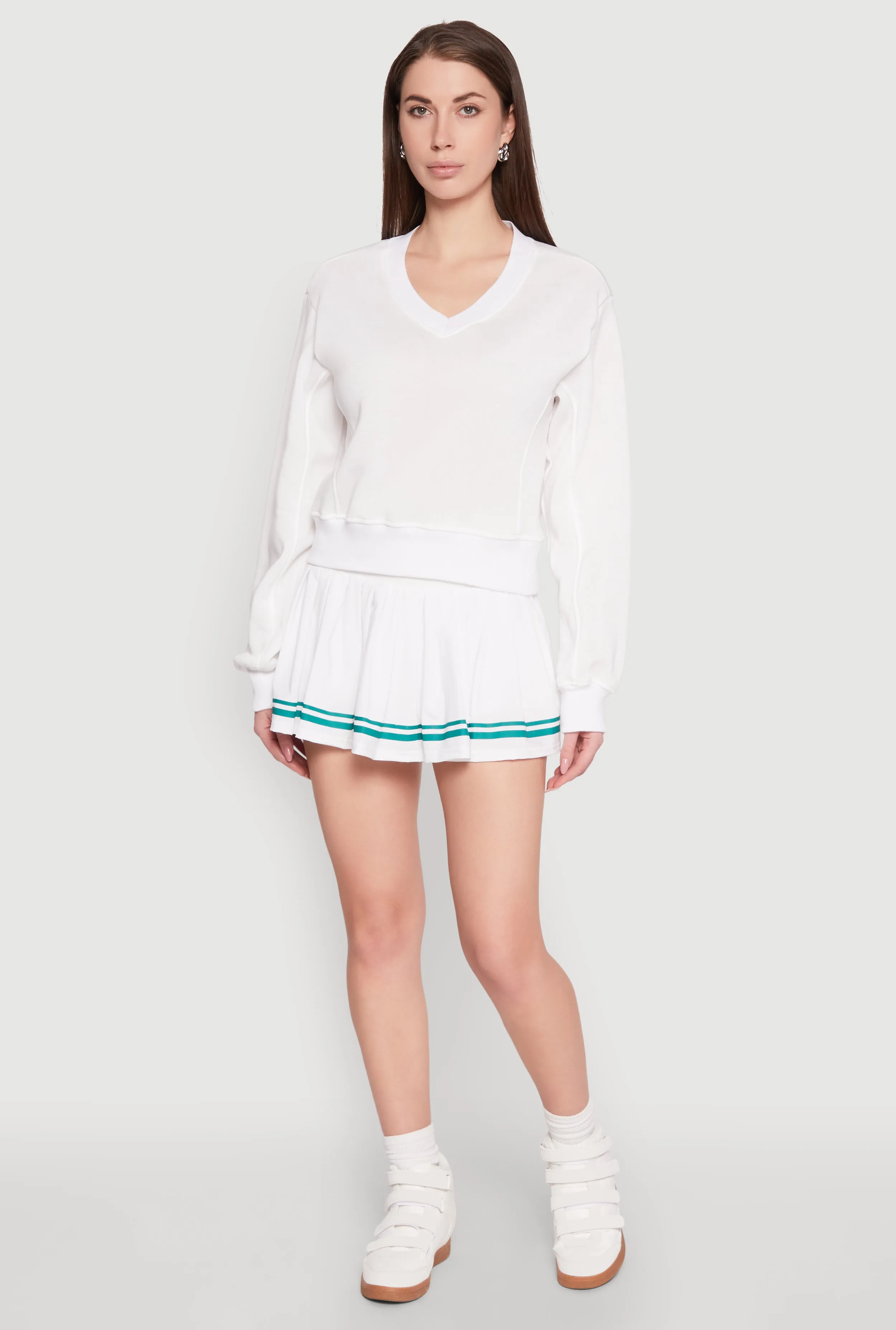 Varsity Stripe High Waisted Pleated Skirt sold by Rainbow