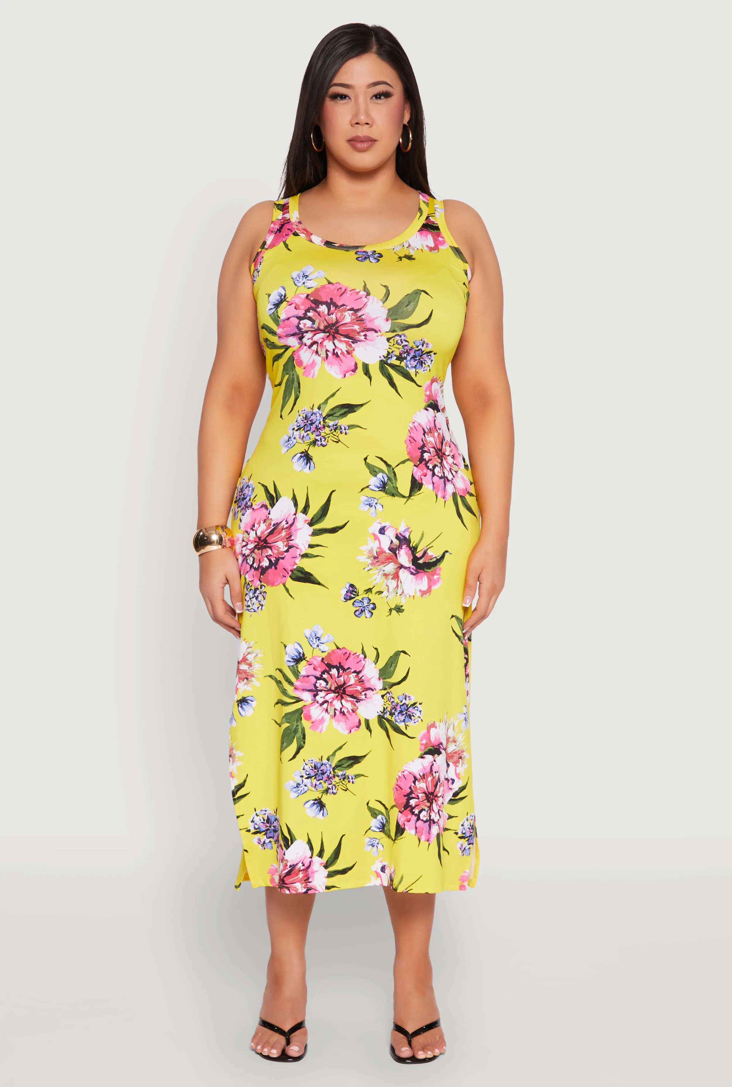 Plus Size Floral Side Slit Midi Dress sold by Rainbow product image thumbnail 2