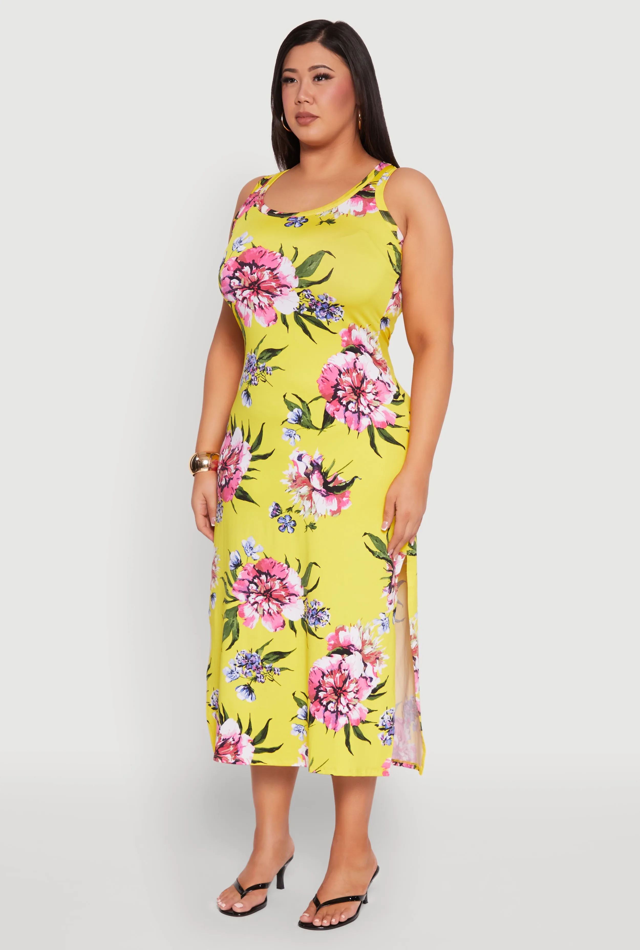 Plus Size Floral Side Slit Midi Dress sold by Rainbow product image thumbnail 3